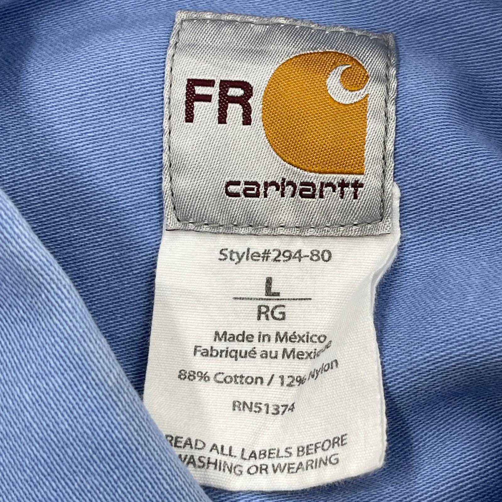 長袖シャツ Carhartt FR ワークシャツ ワッペン 青 (L) L