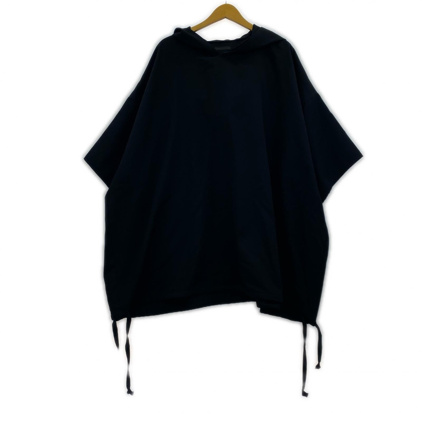 パーカー BISHOOL ウールギャバ 半袖パーカー 黒 F ブラック