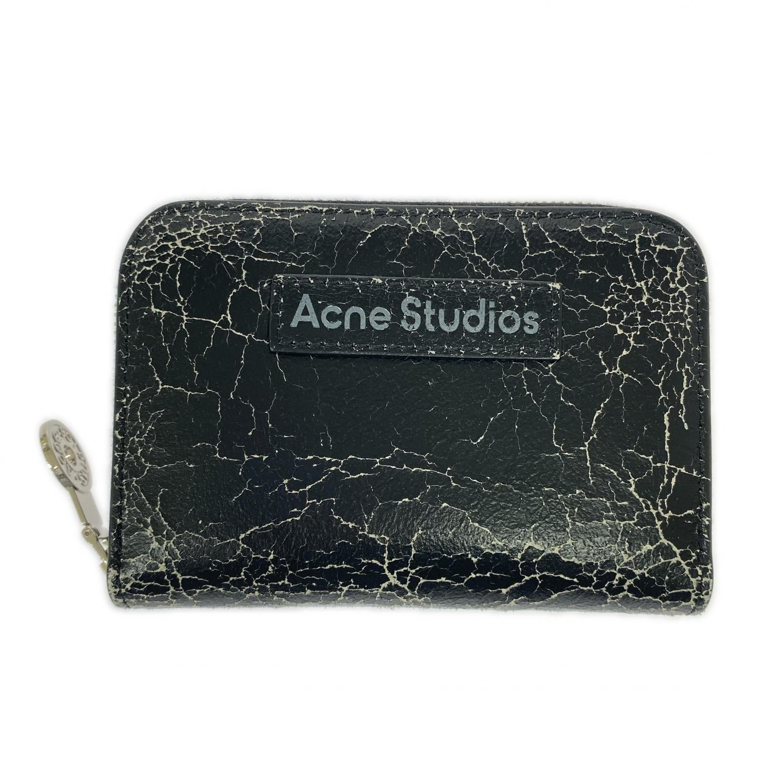 コンパクトウォレット acne studios レザーファスナーウォレット ブラック