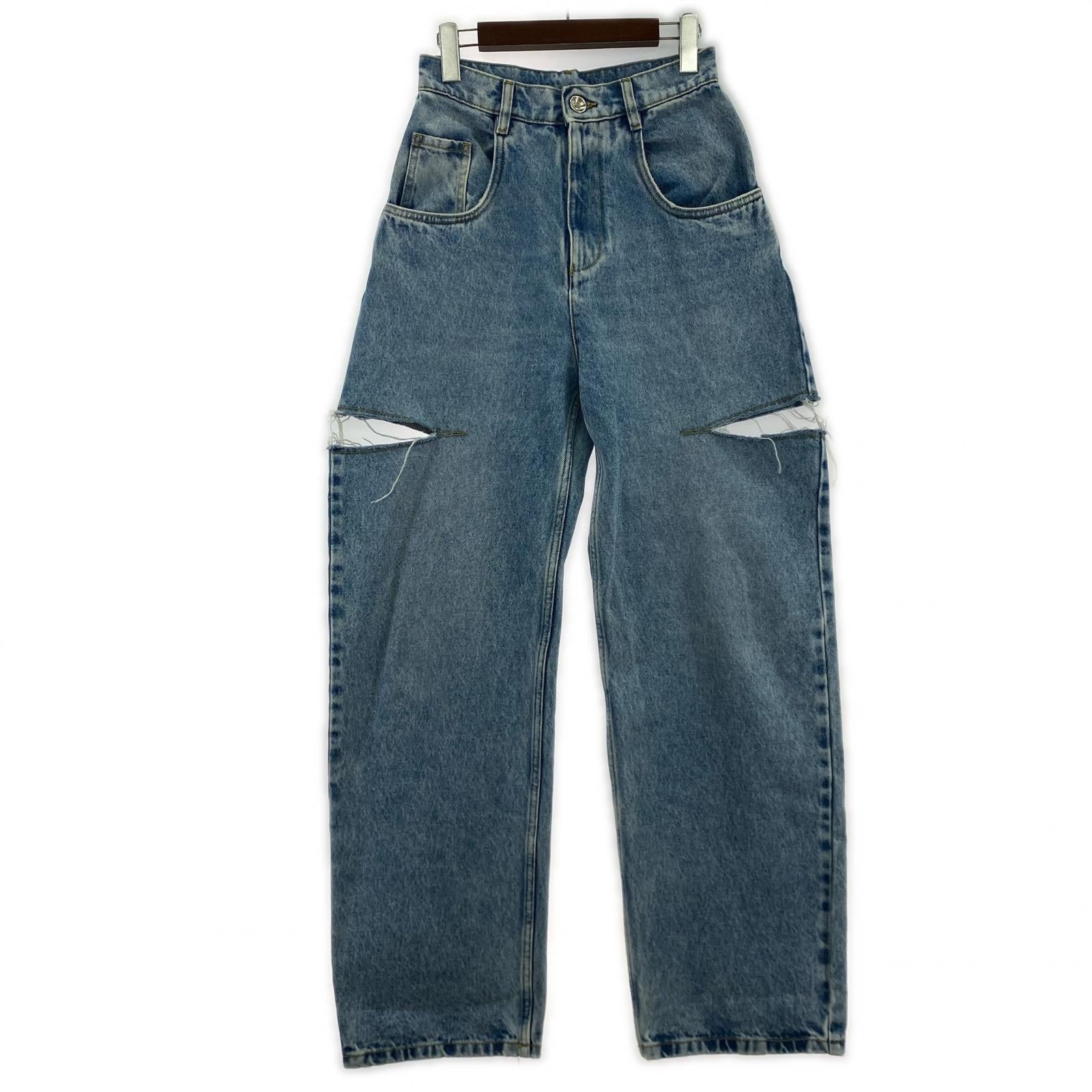 デニムパンツ DENIM JEANS WITH SLASH DETAILS 38 ブルー