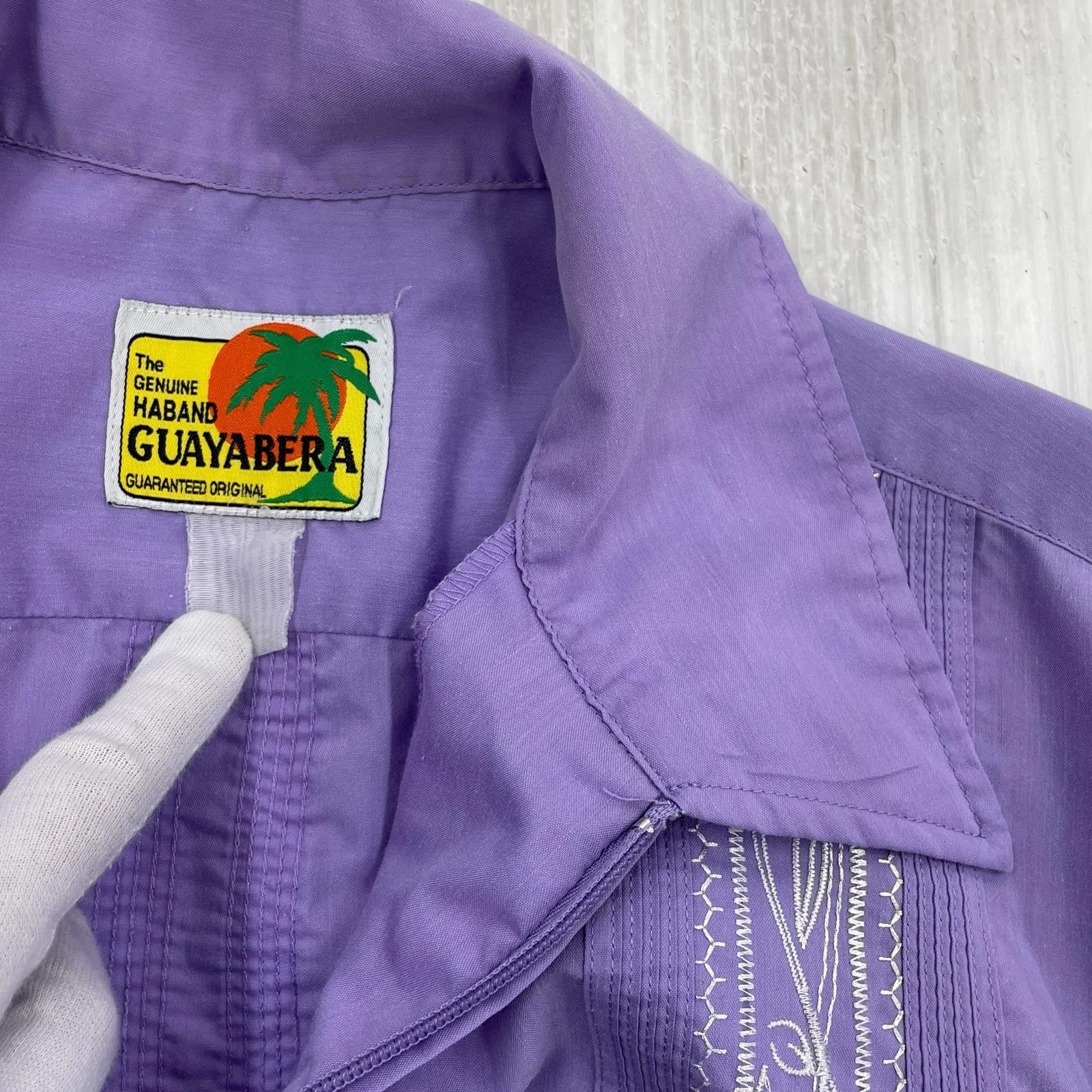 半袖シャツ GUAYABERA キューバシャツ 紫 パープル