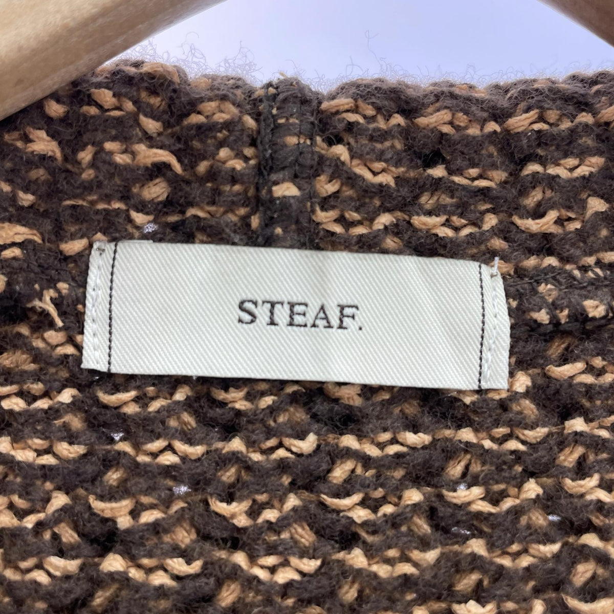 パーカー STEAF TRIBE WEAVING HOODIE ニットジップパーカー 茶 L ブラウン