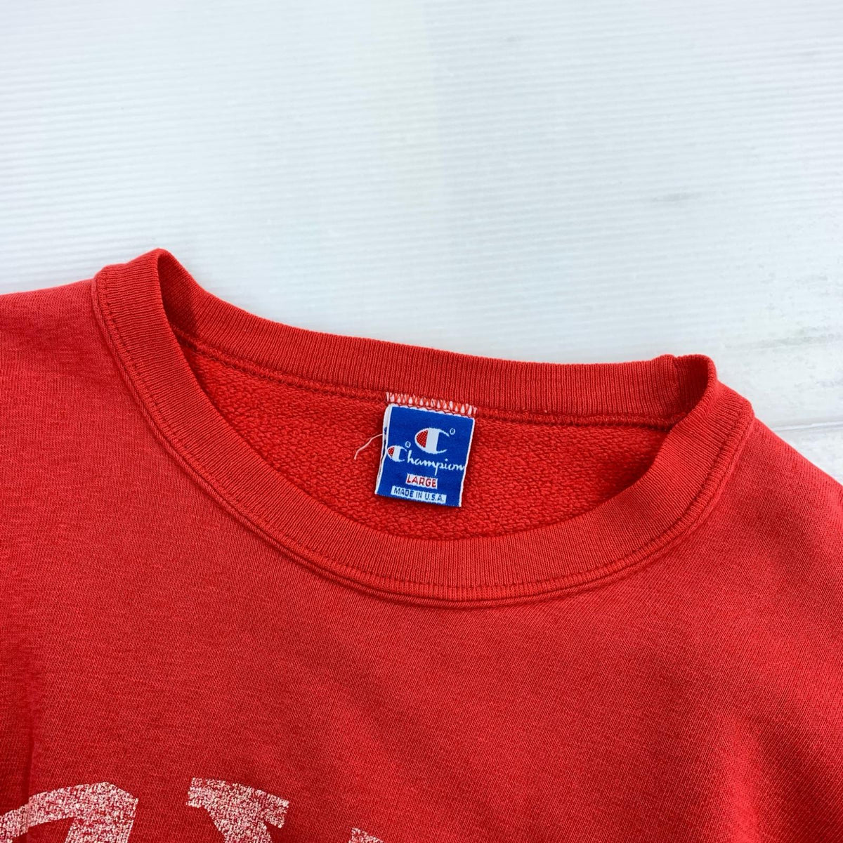 スウェット 80s 青刺繍ﾀｸﾞ 3段ﾌﾟﾘﾝﾄ 赤 (L) L レッド