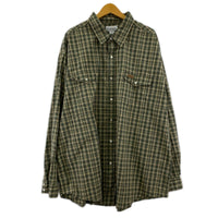 長袖シャツ Carhartt ｽﾅｯﾌﾟﾁｪｯｸｼｬﾂ 緑 (XL) グリーン