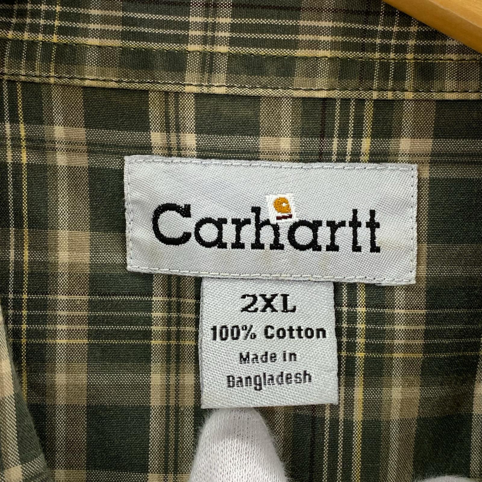 長袖シャツ Carhartt ｽﾅｯﾌﾟﾁｪｯｸｼｬﾂ 緑 (XL) グリーン