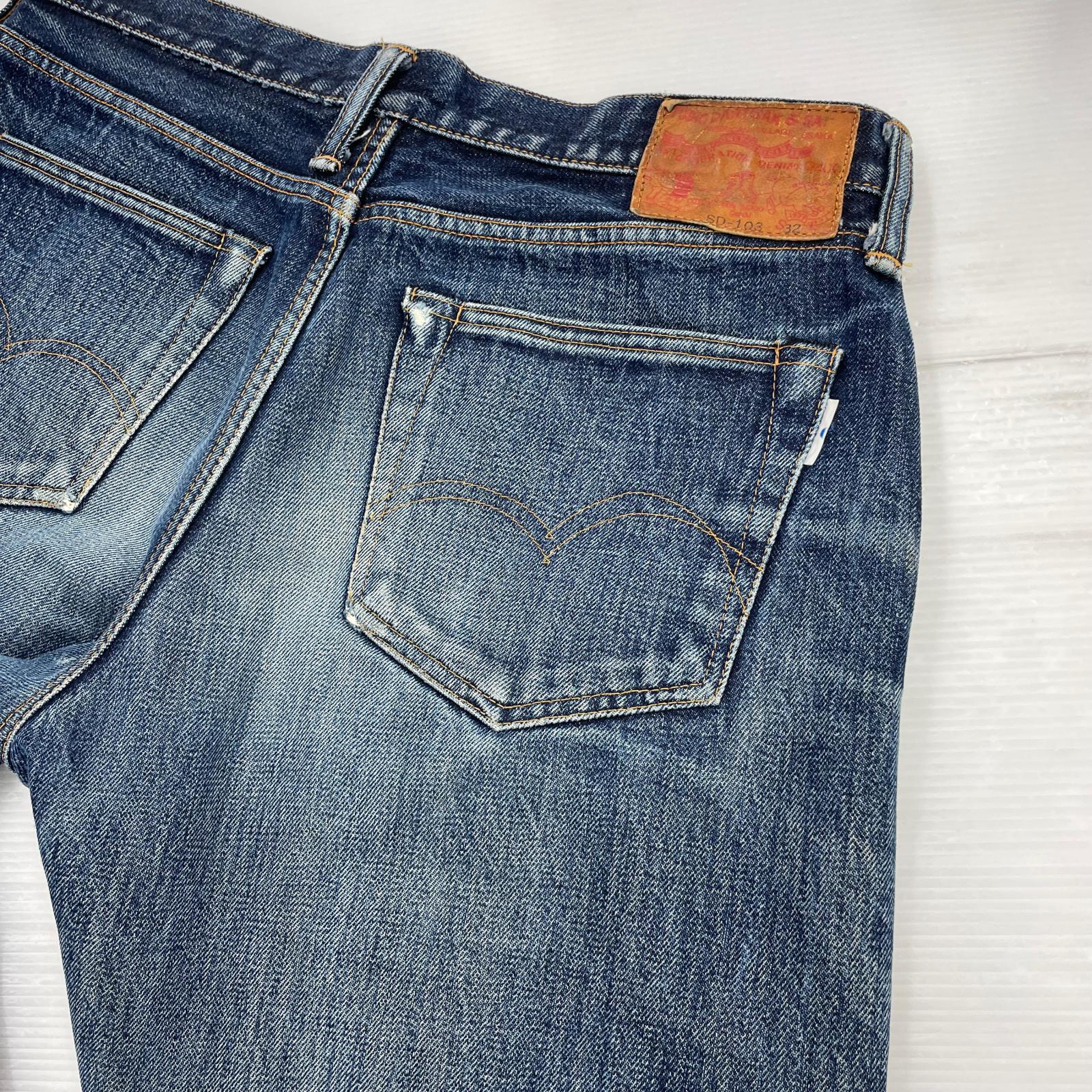 デニムパンツ SD-103 W32 15oz TIGHT STRAIGHT 32 ネイビー