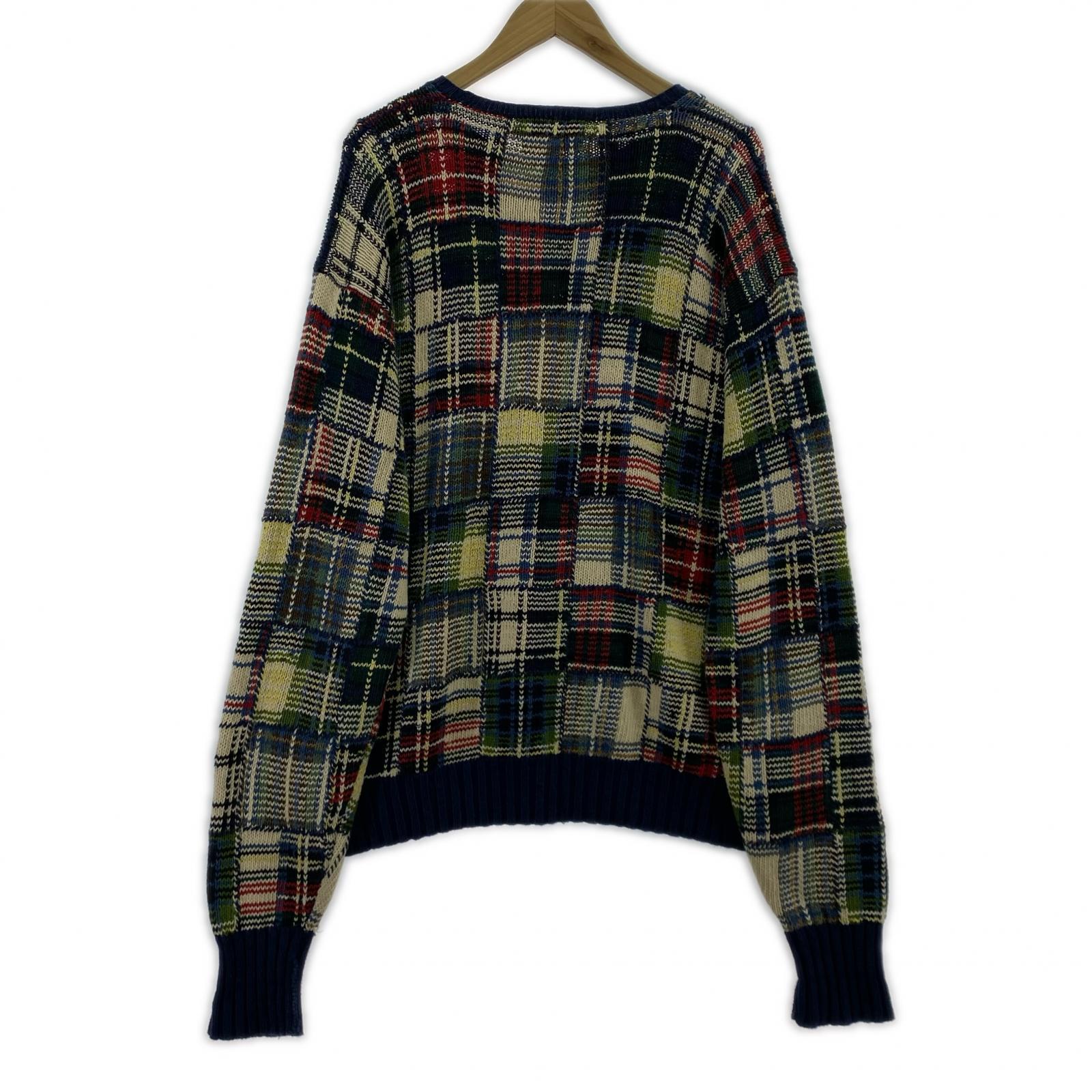 ニット 90s パッチワークハンドニット (L)