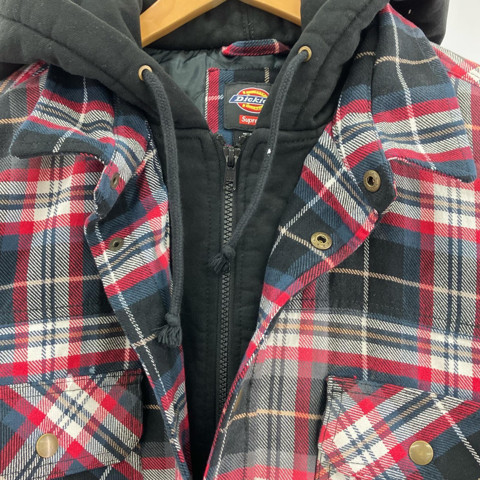 ジャケット Lined Zip Up Hooded Flannel Shirt (XL) 赤 レッド