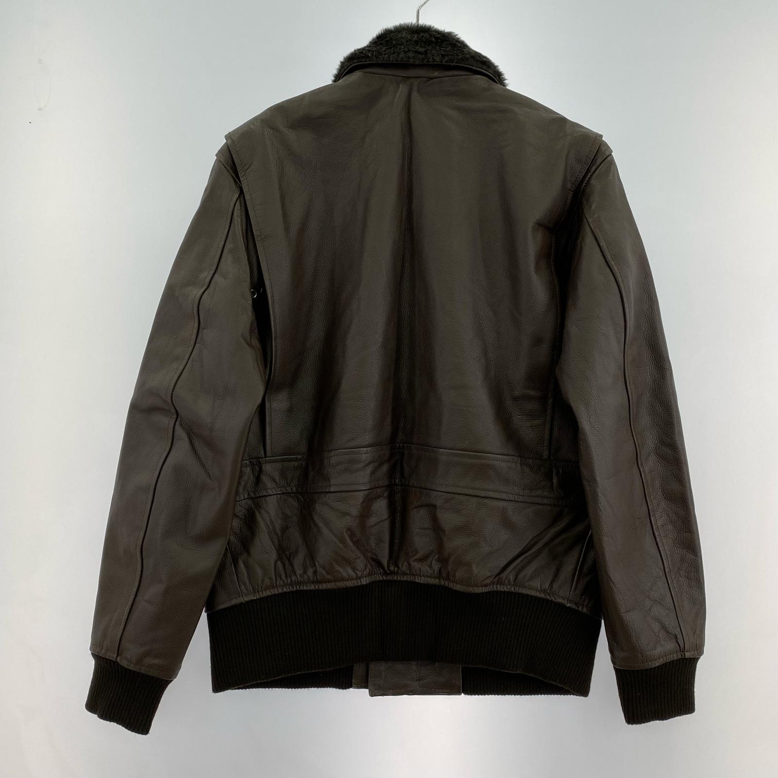レザージャケット HORN WORK ボア レザーシングルジャケット 茶 (L) L ブラウン