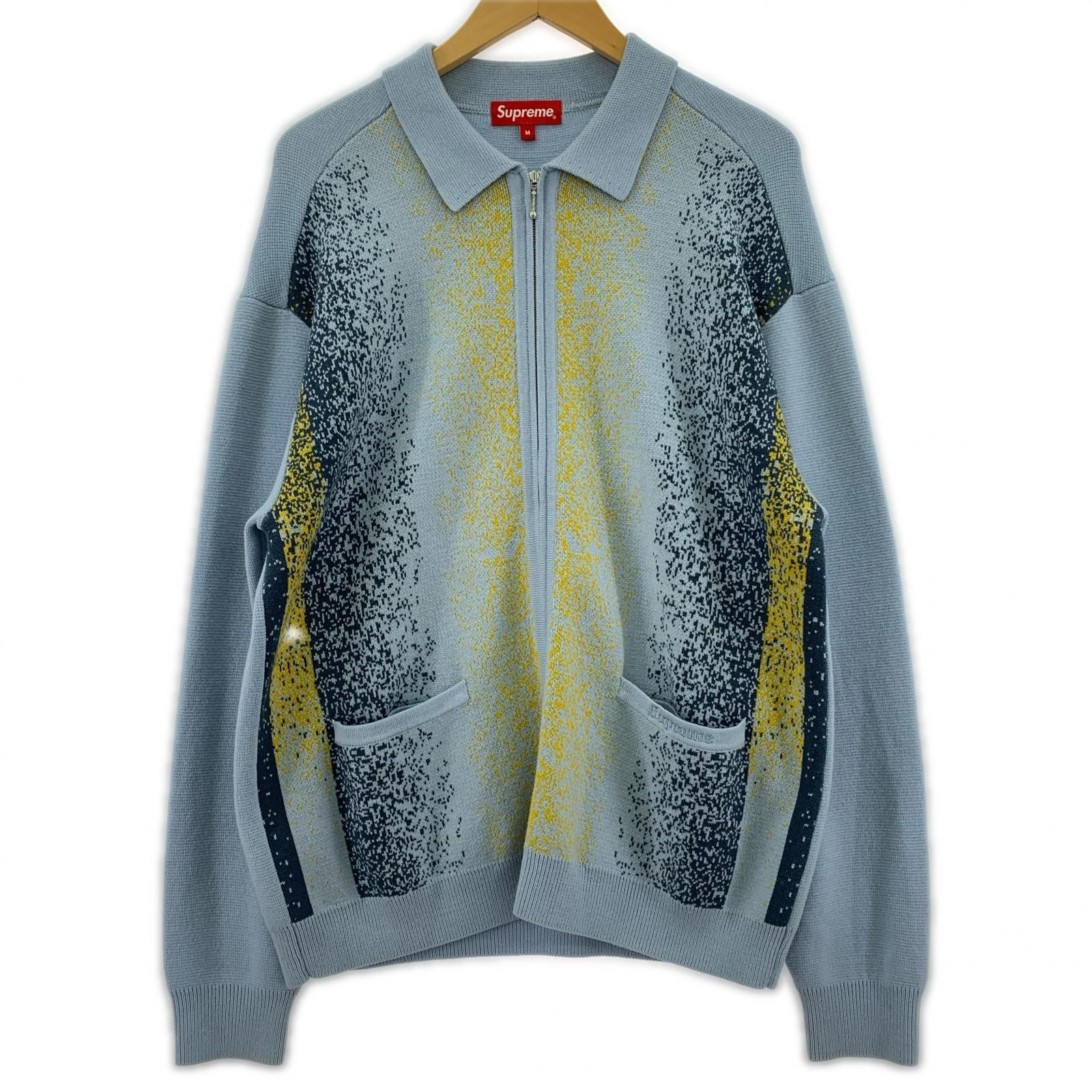 ニット 22SS Gradient Stripe Zip Up Cardigan M ブルー