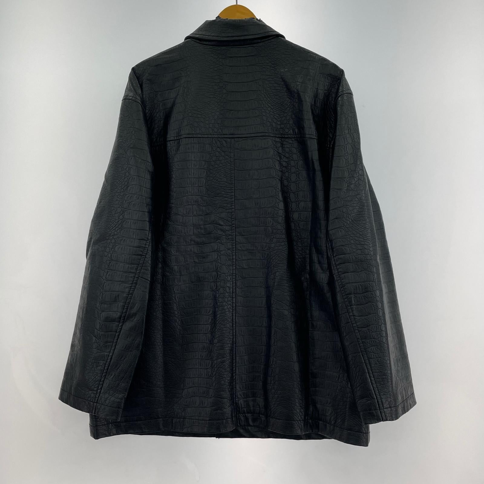 レザージャケット Supreme 22SS Faux Croc Car Coat フェイククロコカバーオール M 黒 M ブラック