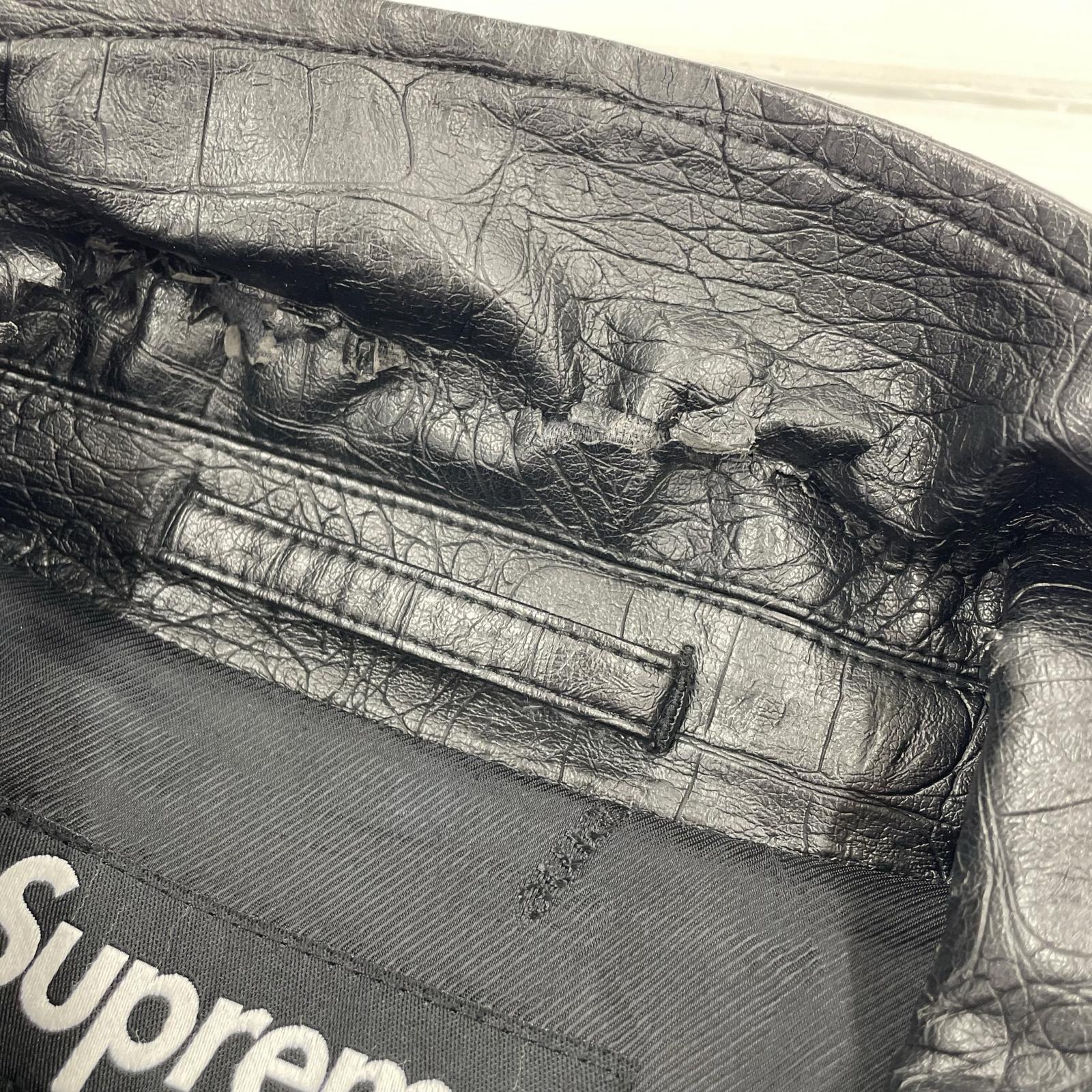 レザージャケット Supreme 22SS Faux Croc Car Coat フェイククロコカバーオール M 黒 M ブラック