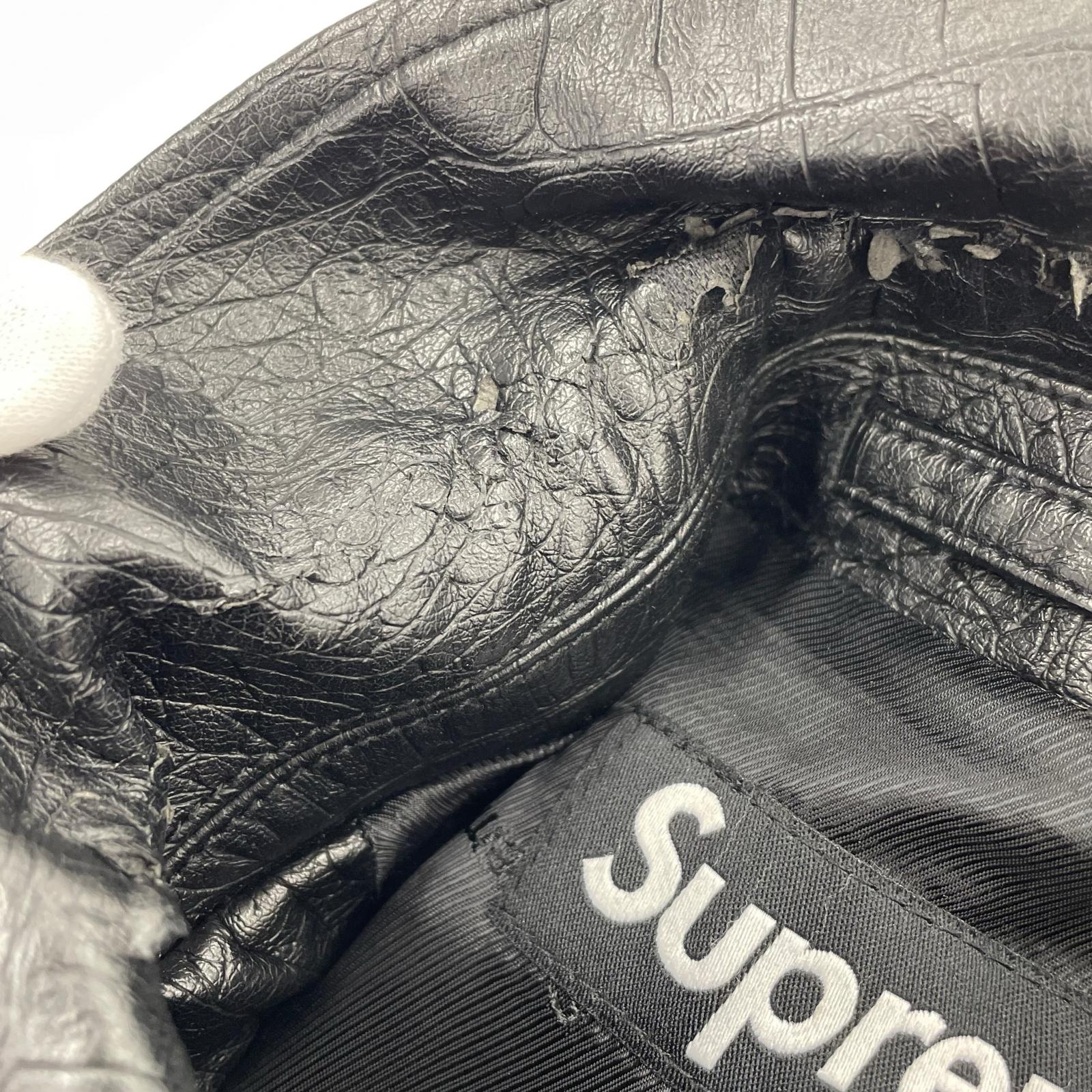 レザージャケット Supreme 22SS Faux Croc Car Coat フェイククロコカバーオール M 黒 M ブラック