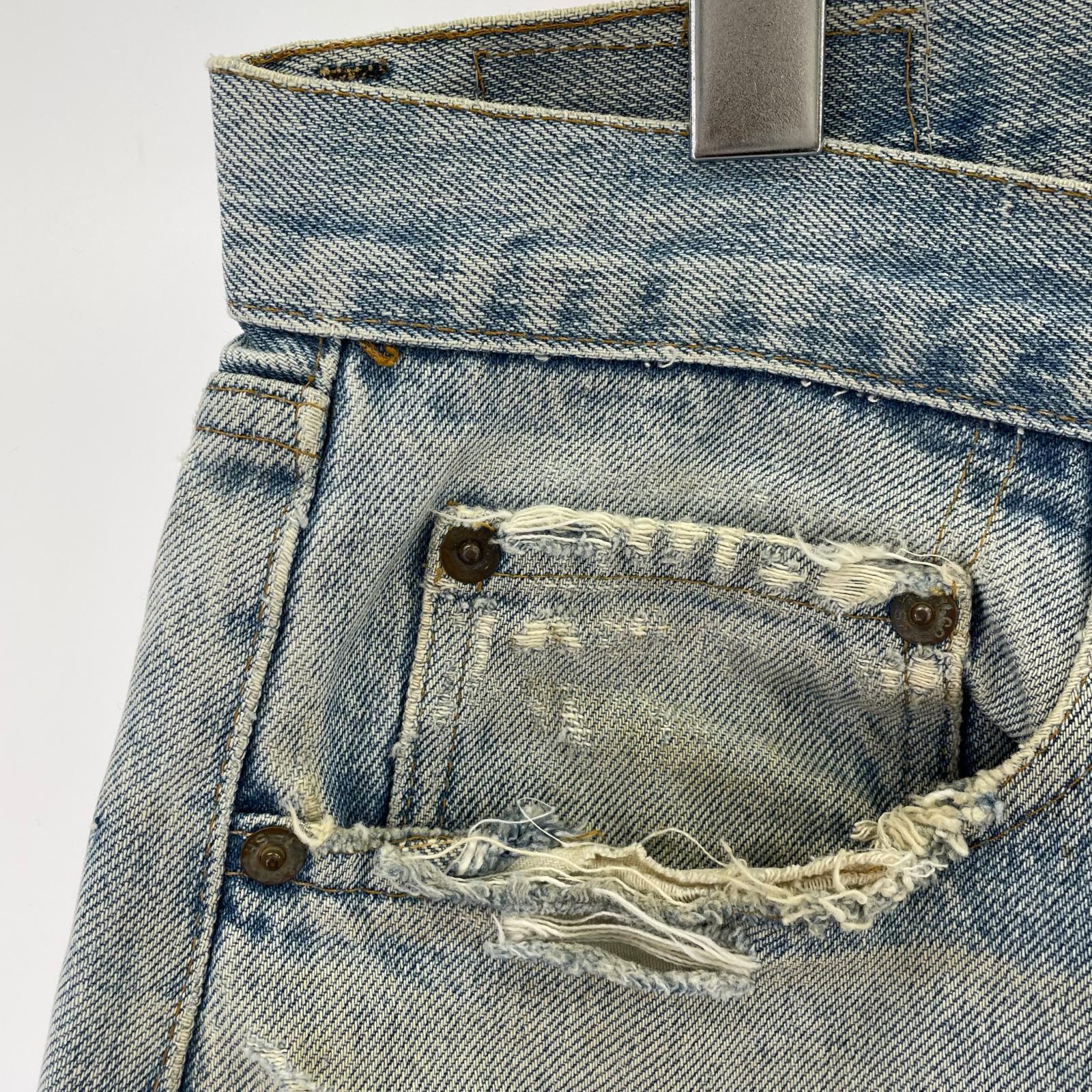 デニムパンツ 70s 66後期 スモールE ボタン裏6 グレー
