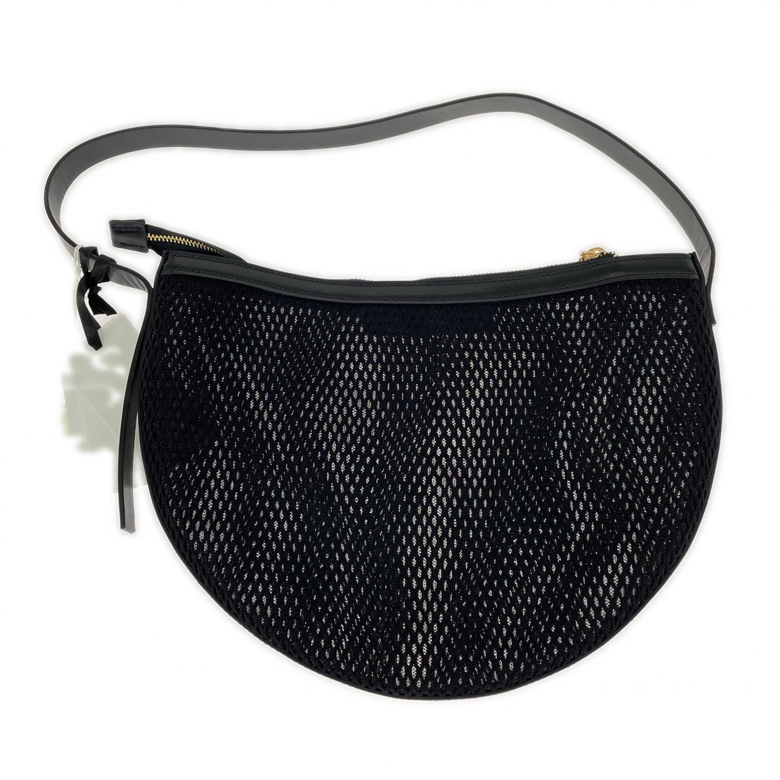 ハンドバッグ RITA BAG レザー×メッシュ セミショルダー ブラック