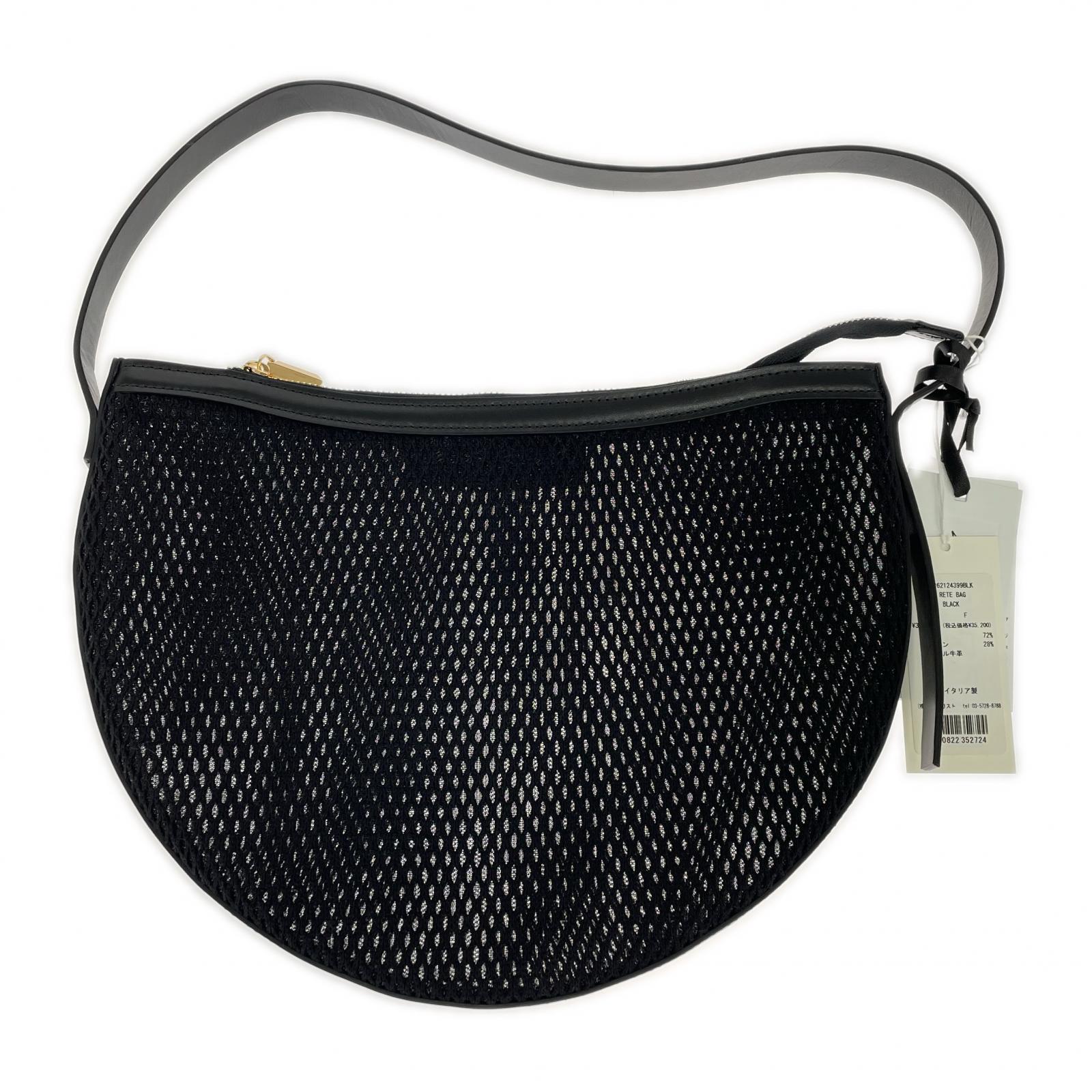 ハンドバッグ RITA BAG レザー×メッシュ セミショルダー ブラック