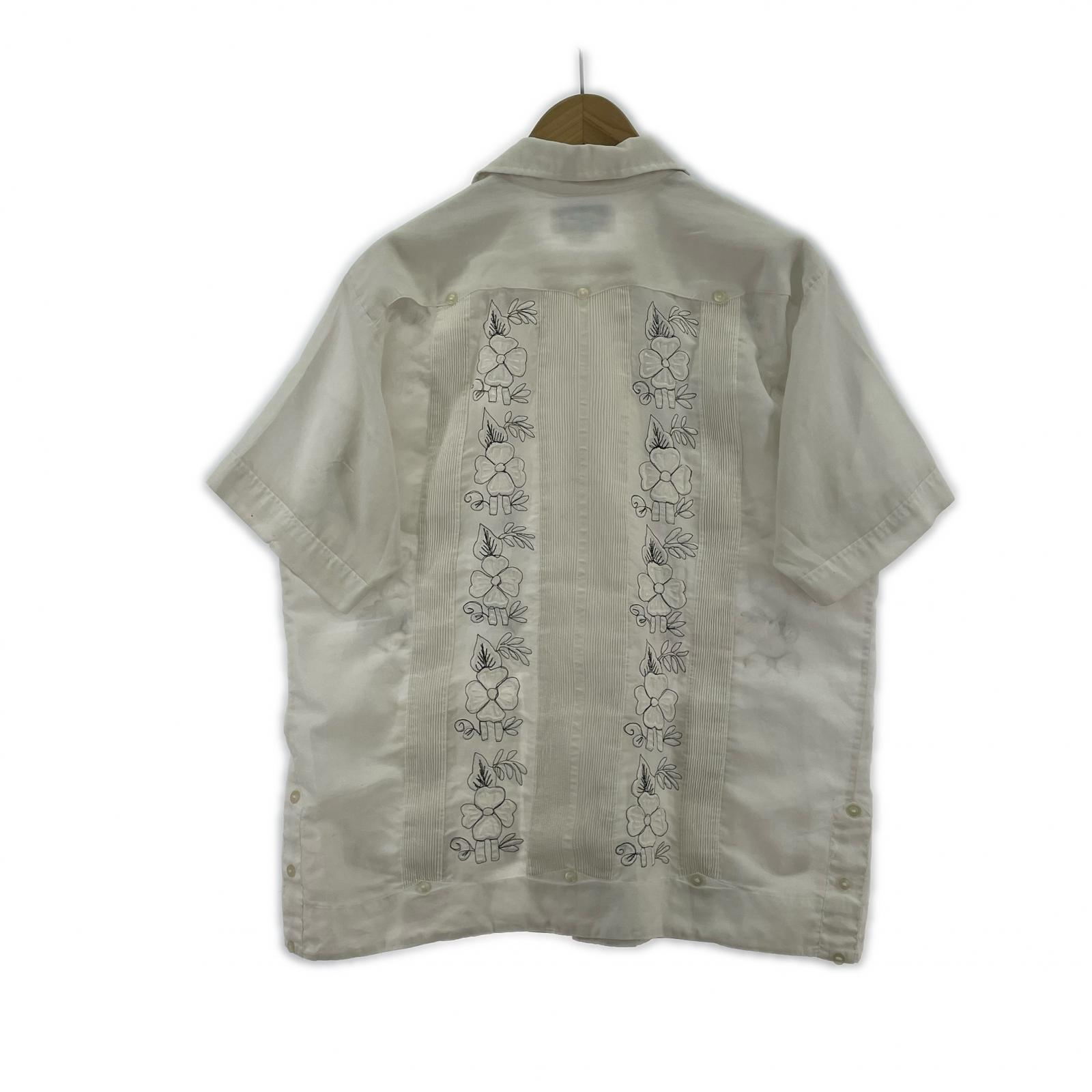 半袖シャツ 70S Men Lor キューバシャツ 白 40 ホワイト