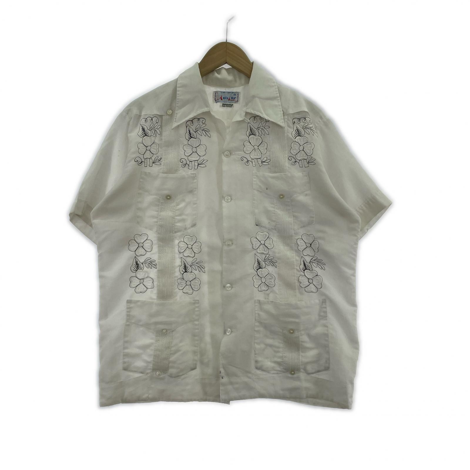 半袖シャツ 70S Men Lor キューバシャツ 白 40 ホワイト