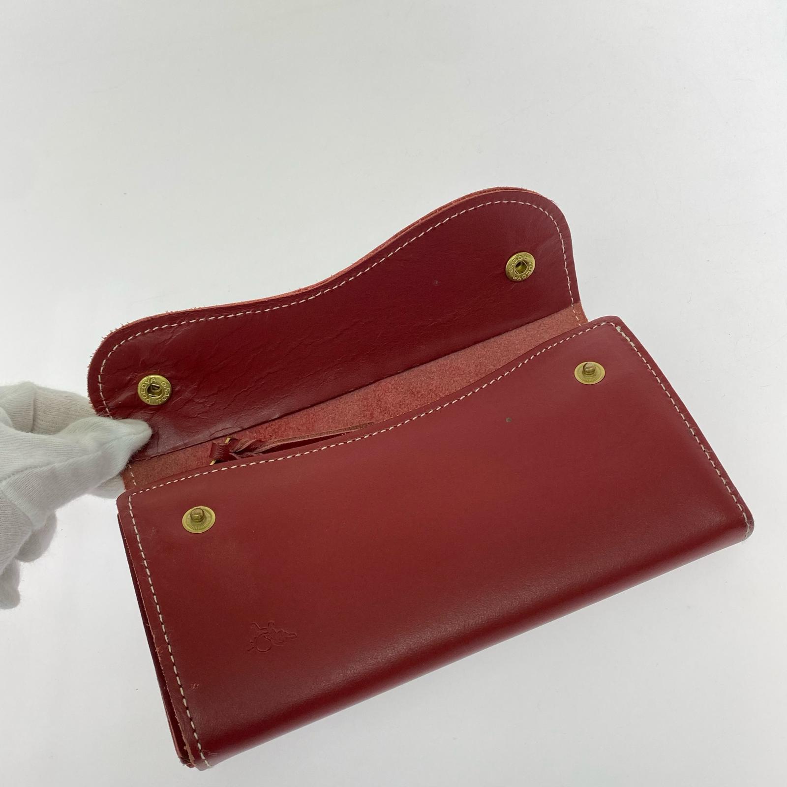 長財布 革蛸 レザーロングウォレット レッド