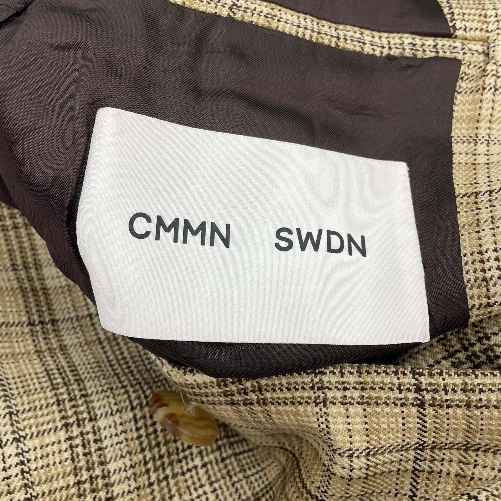 テーラードジャケット CMMN SWDN オーバーサイズ ウールチェックテーラードジャケット 46 ベージュ