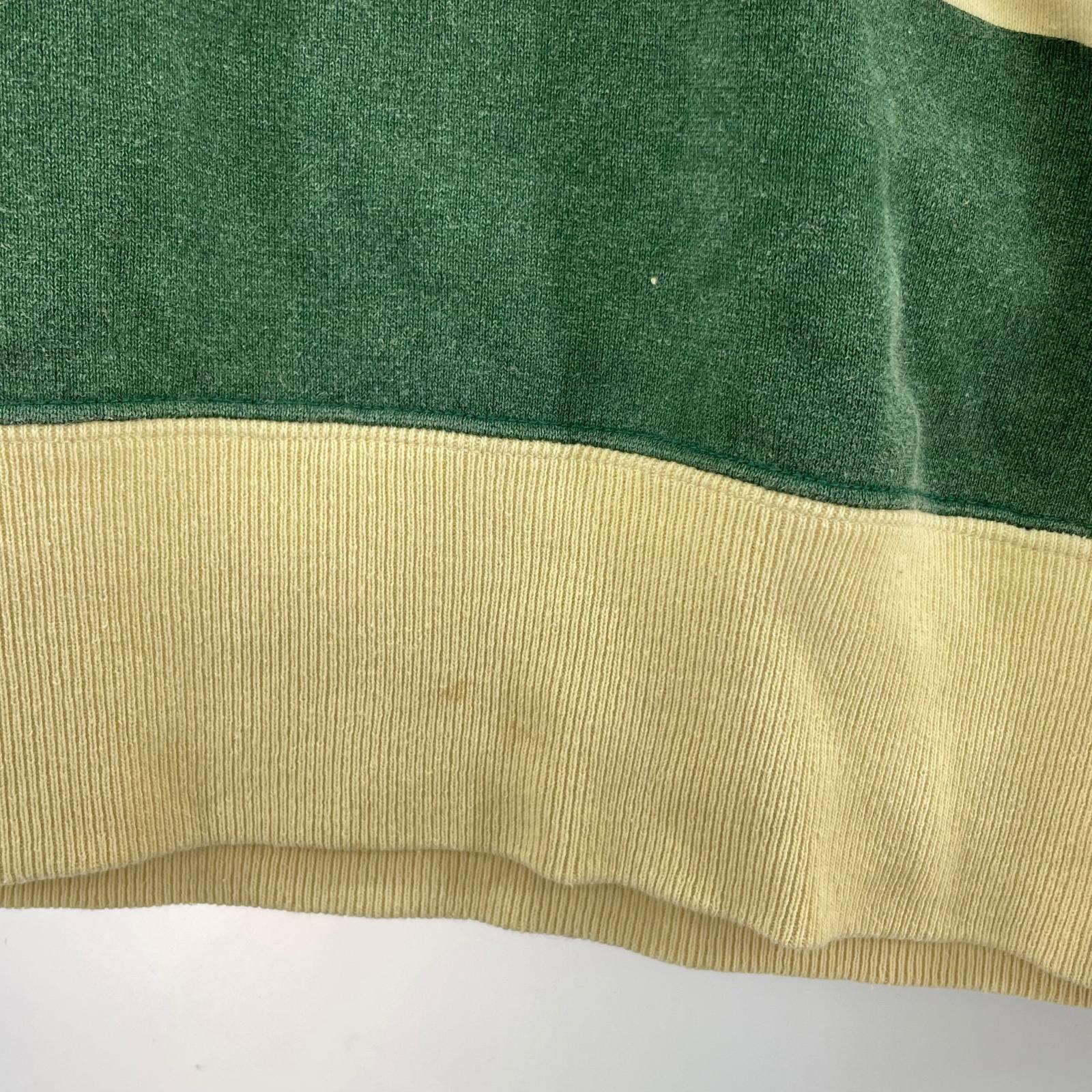 長袖Ｔシャツ ボーダー ハーフジップ 緑
