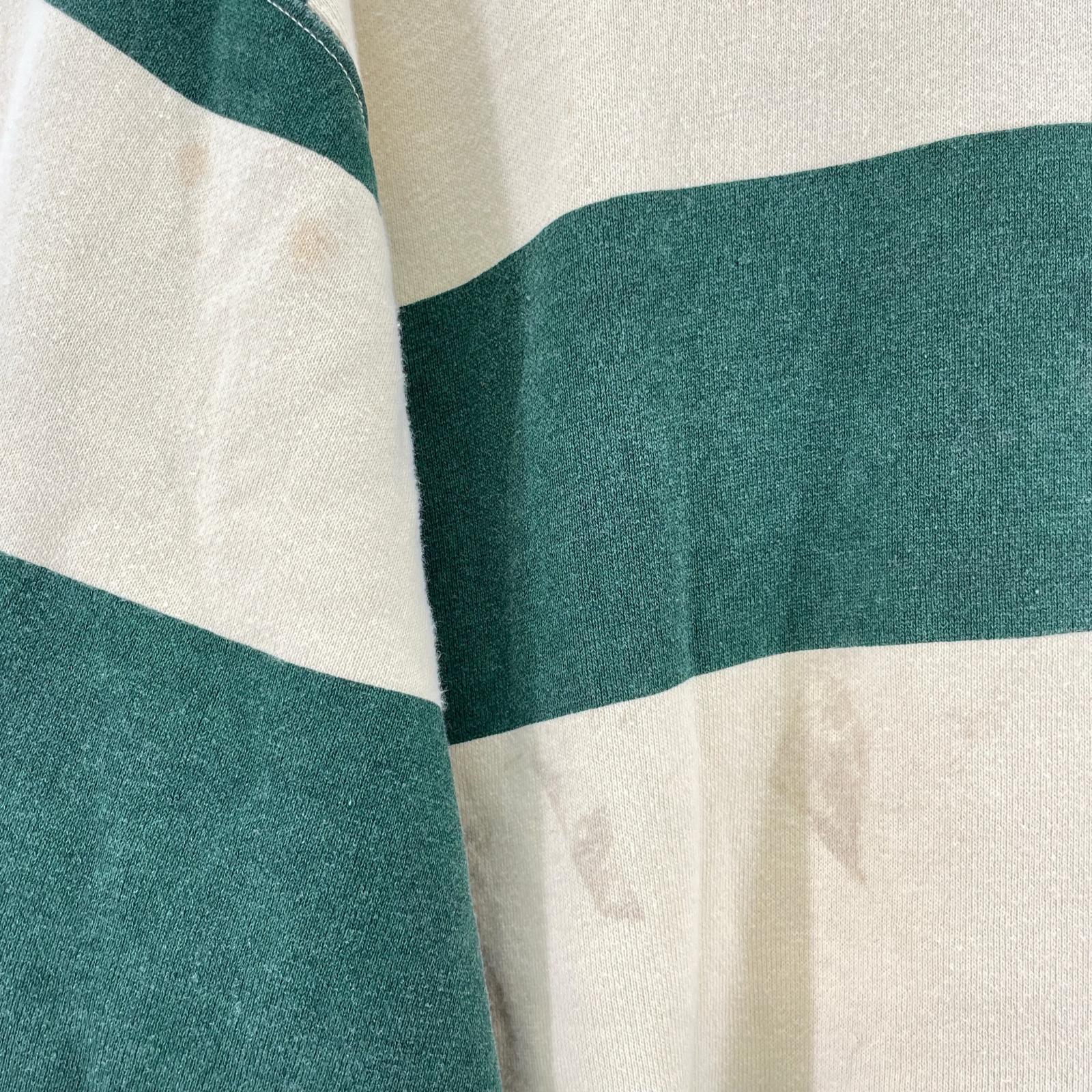 長袖Ｔシャツ ボーダー ハーフジップ 緑