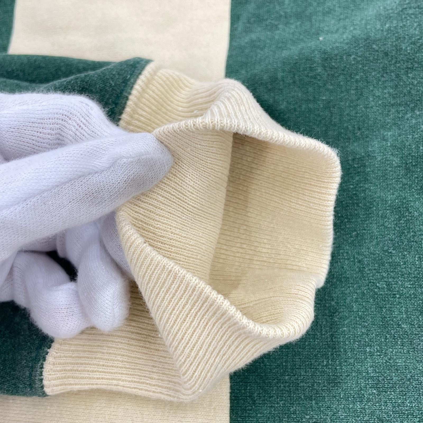 長袖Ｔシャツ ボーダー ハーフジップ 緑