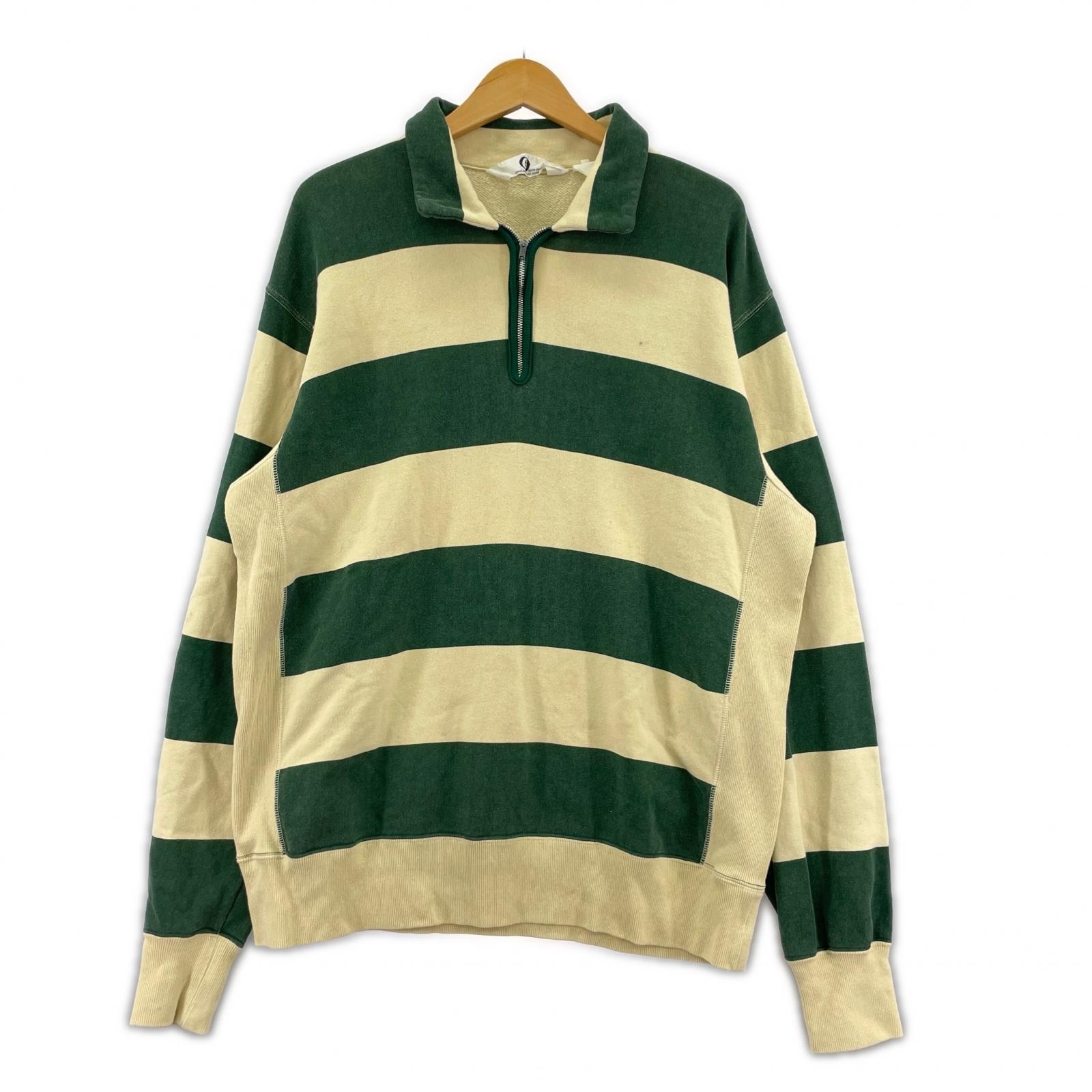 長袖Ｔシャツ ボーダー ハーフジップ 緑