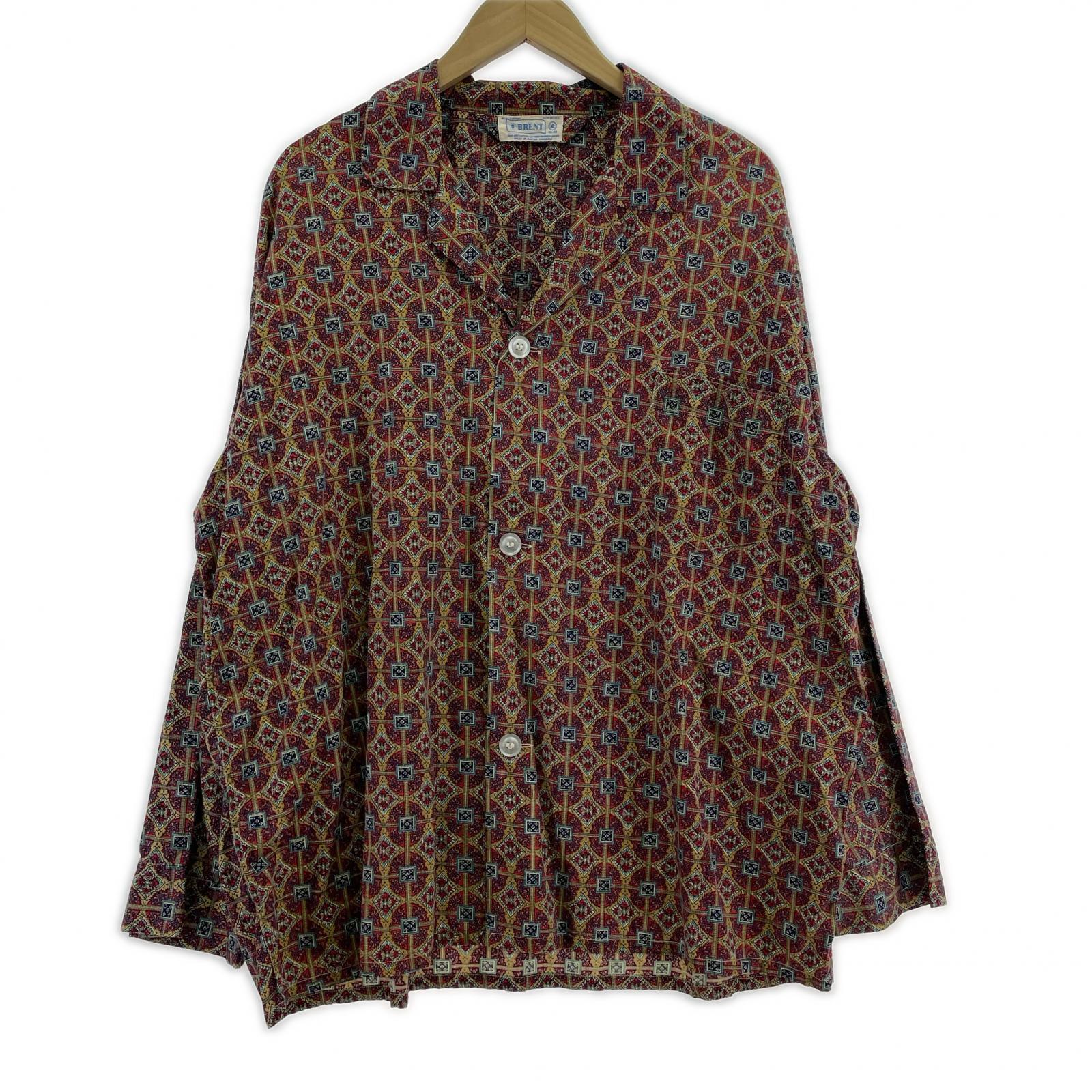 長袖シャツ 60s BRENT 総柄開襟シャツ レッド