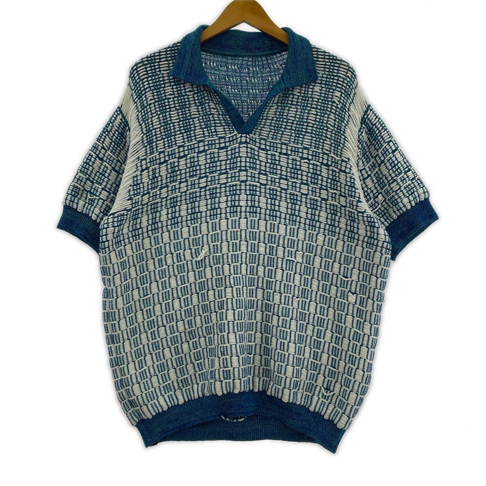 ポロシャツ ニットポロ WHT BLU (M) M ブルー