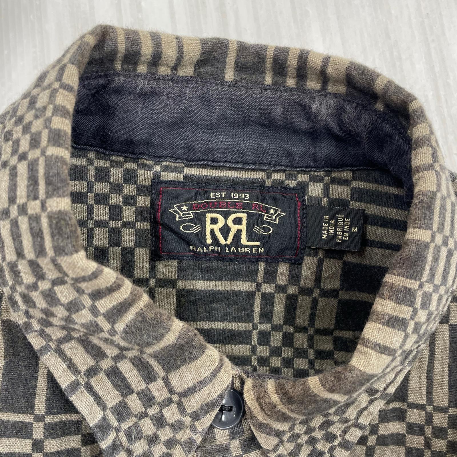 長袖シャツ RRL ジャガード織り 総柄シャツ M グレー