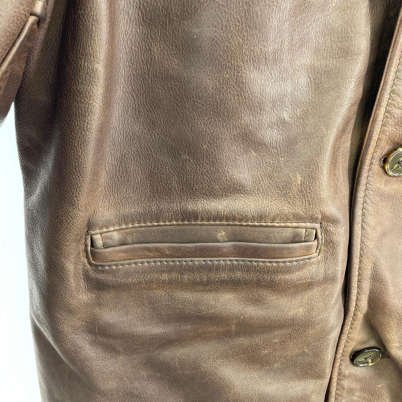レザージャケット AERO LEATHER レザーカーコート 40 茶 40 ブラウン