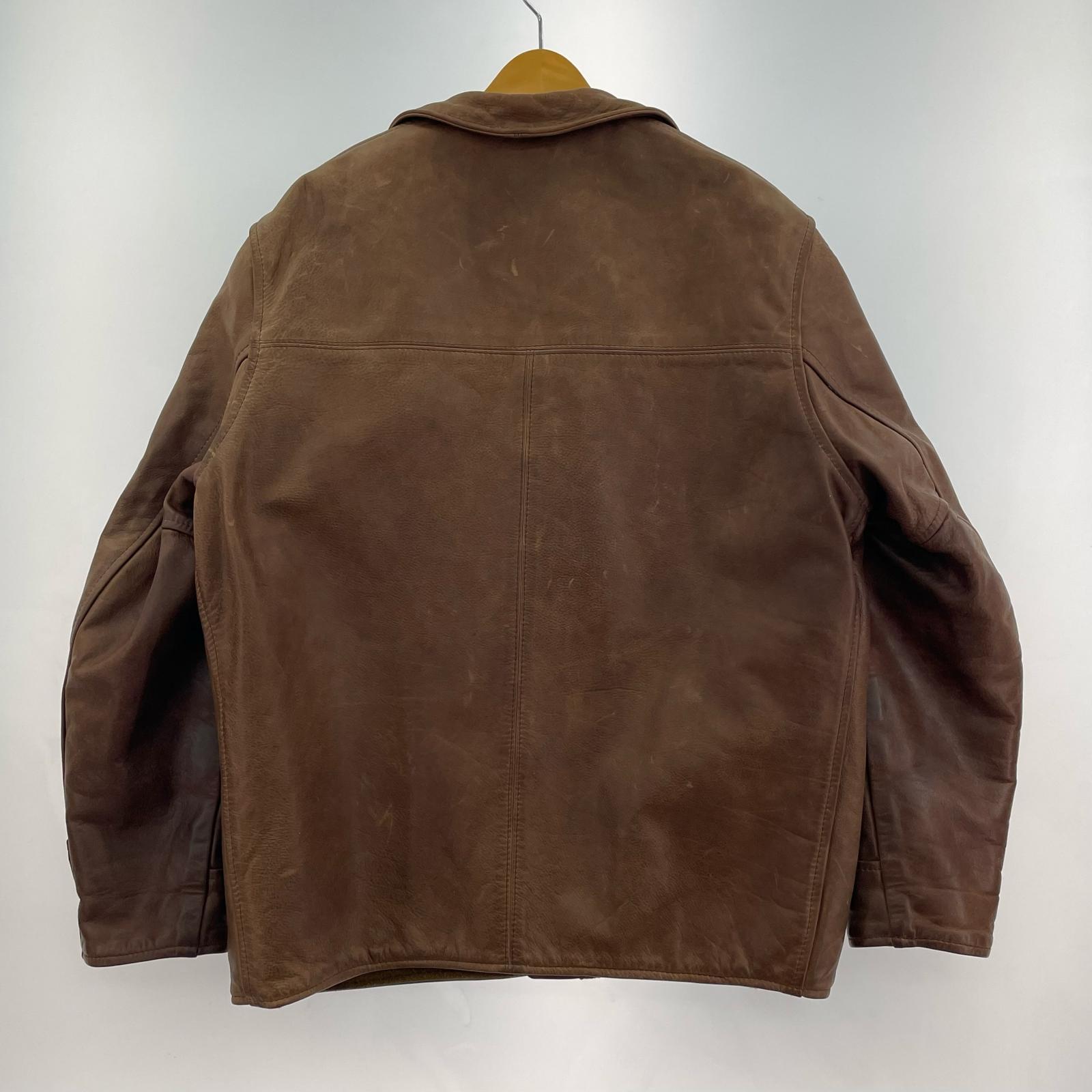 レザージャケット AERO LEATHER レザーカーコート 40 茶 40 ブラウン
