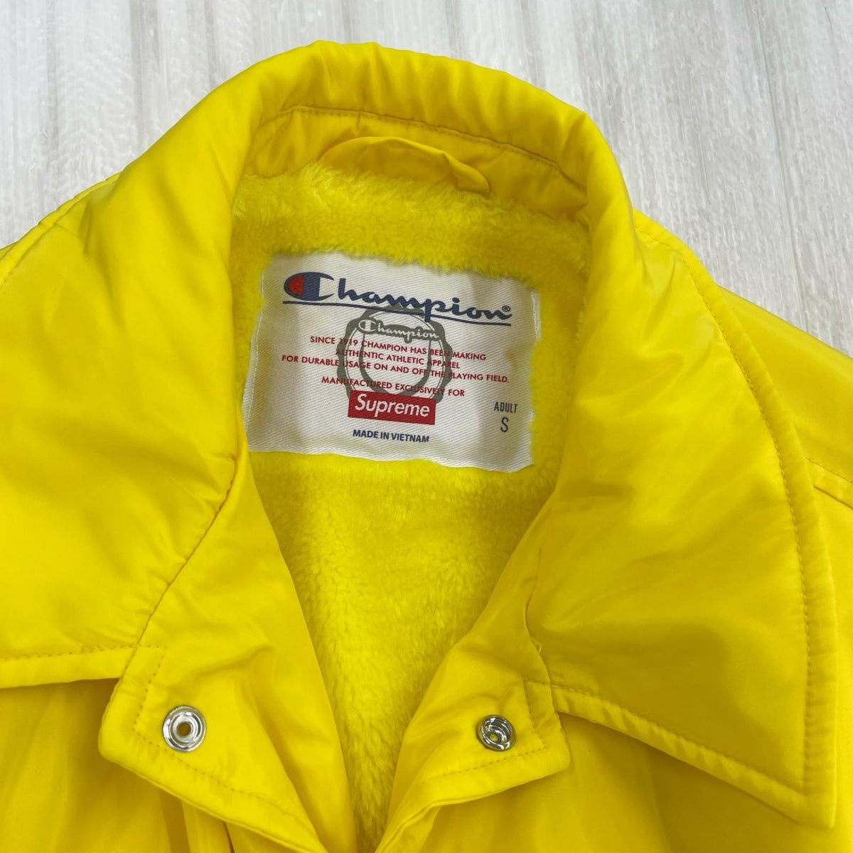 ジャケット ×Champion 裏ボア コーチジャケット 黄 S