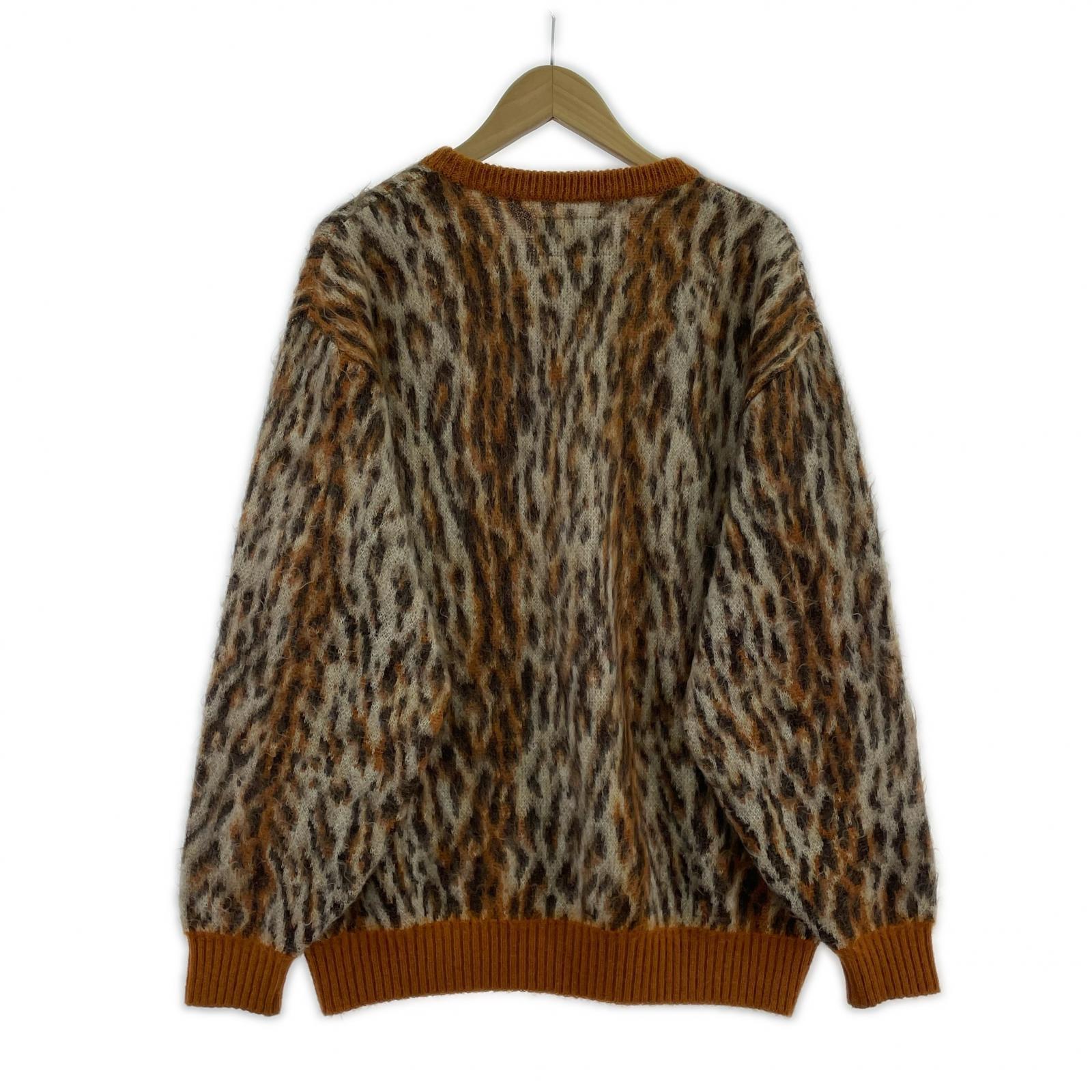 ニット WACKO MARIA LEOPARD MOHAIR CREW NECK SWEATER M 茶 M ブラウン