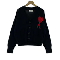 カーディガン BIG HEART KNIT CARDIGAN (XS) ネイビー