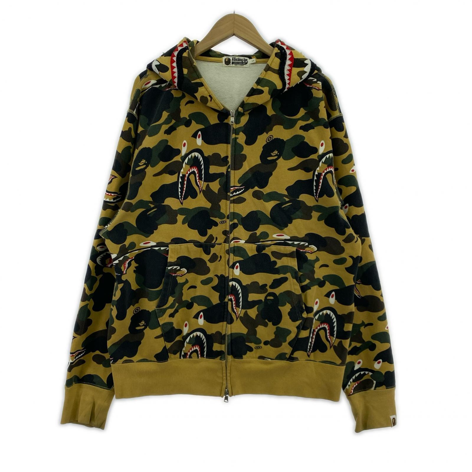 パーカー A BATHING APE 1st CAMO SHARK RELAXED ZIP HOODIE L L