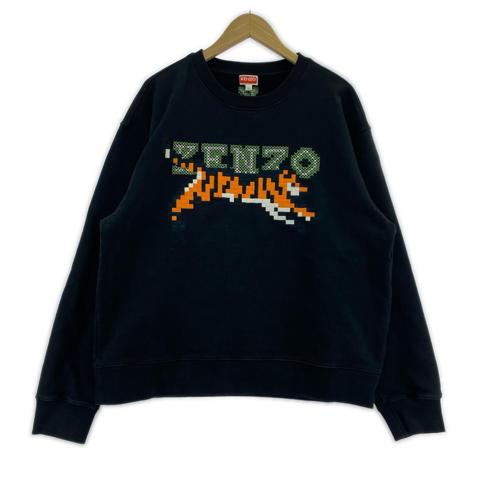 スウェット 23SS KENZO PIXEL TIGER CREW NECK SWEAT 黒 L ブラック