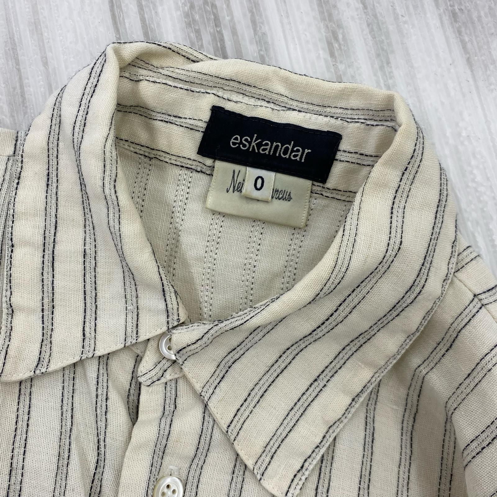 長袖シャツ Eskandar Neiman Marcus ストライプ L/S シャツ 0 ホワイト
