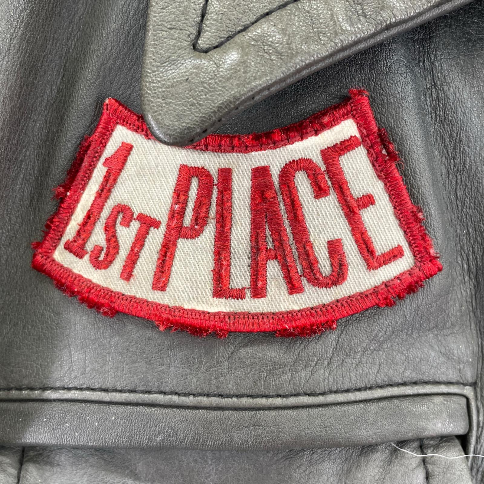 ライダースジャケット レザー ポリスジャケット 1st PLACE (M) 黒 M ブラック