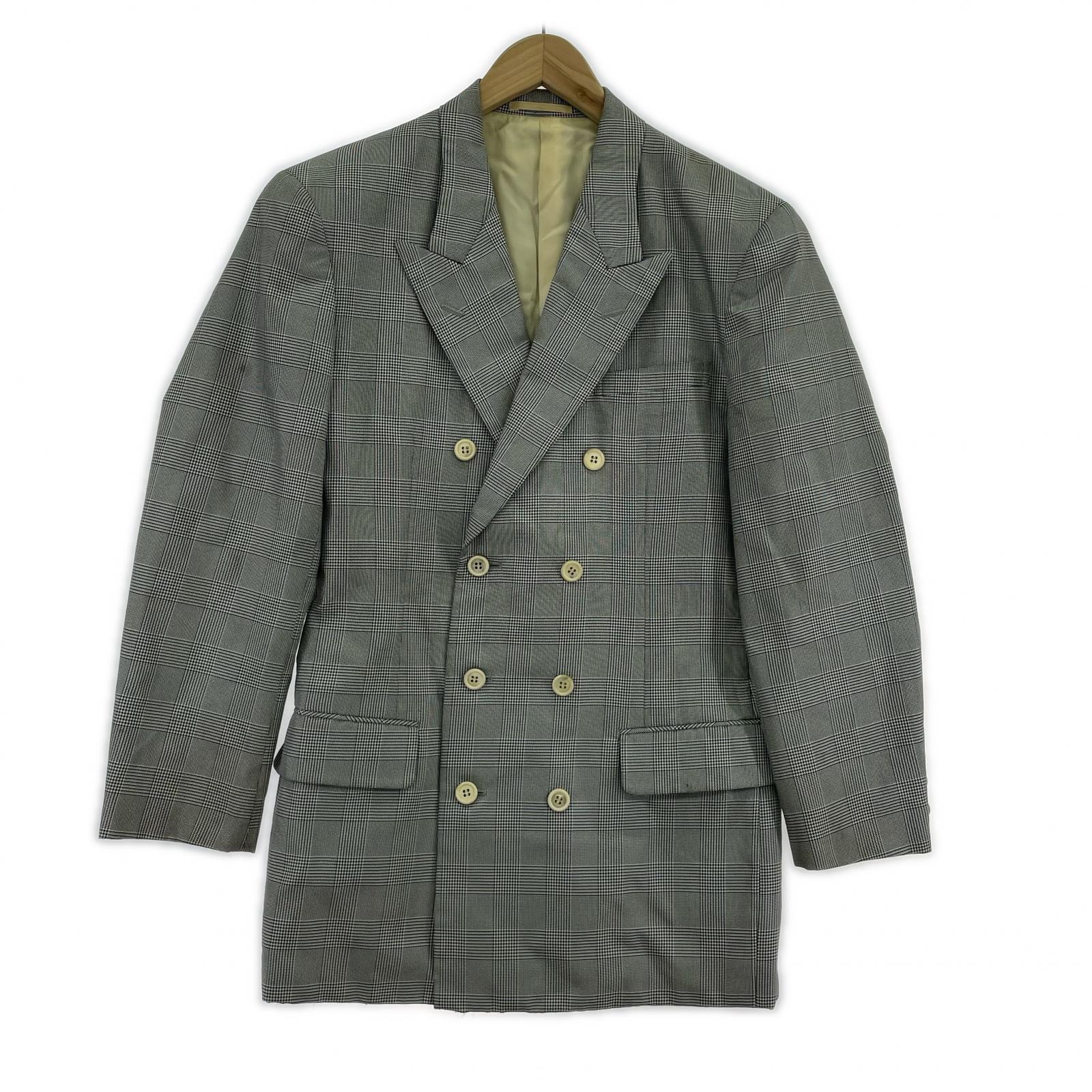 テーラードジャケット COMME des GARCONS HOMME PLUS 80s グレンチェック ダブルテーラードジャケット M グレー M グレー