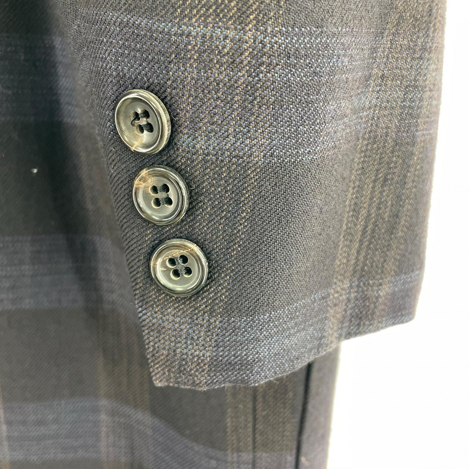 ジャケット COMME des GARCONS HOMME PLUS 80s ウールロングコート M ブラウン×ネイビー M