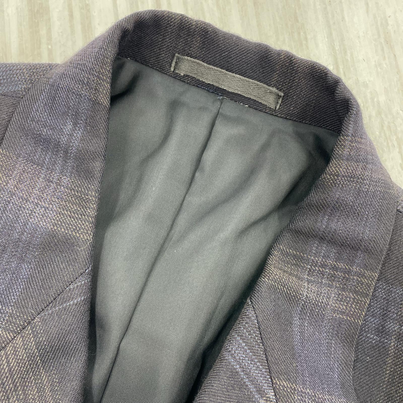 ジャケット COMME des GARCONS HOMME PLUS 80s ウールロングコート M ブラウン×ネイビー M