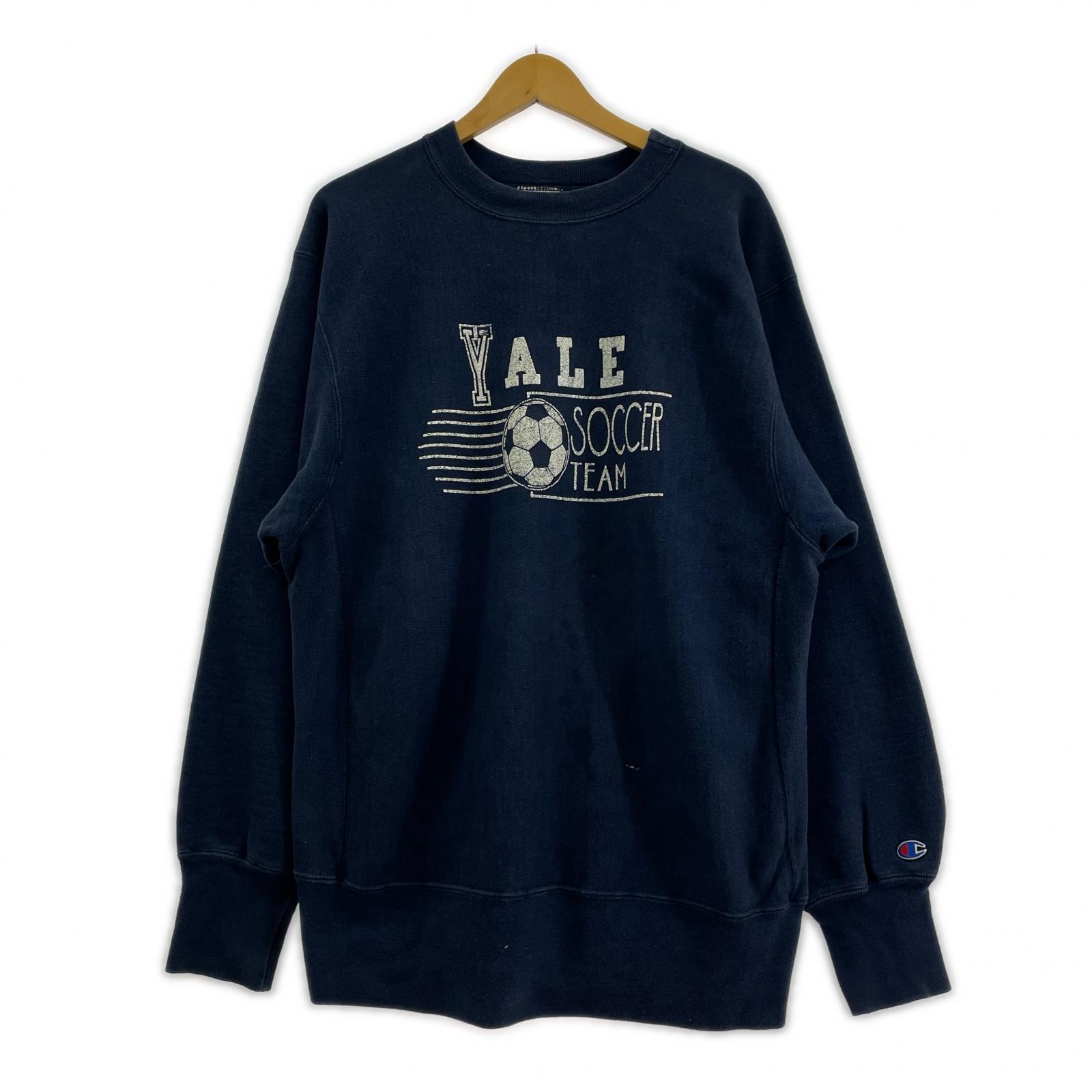 スウェット 80s USA製 YALE SOCCER リバースウィーブスウェット XL ネイビー