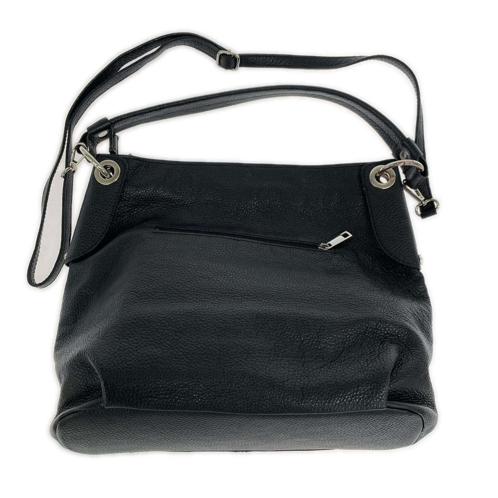 ショルダーバッグ BORSE IN PELLE 2WAY レザー 黒 ブラック