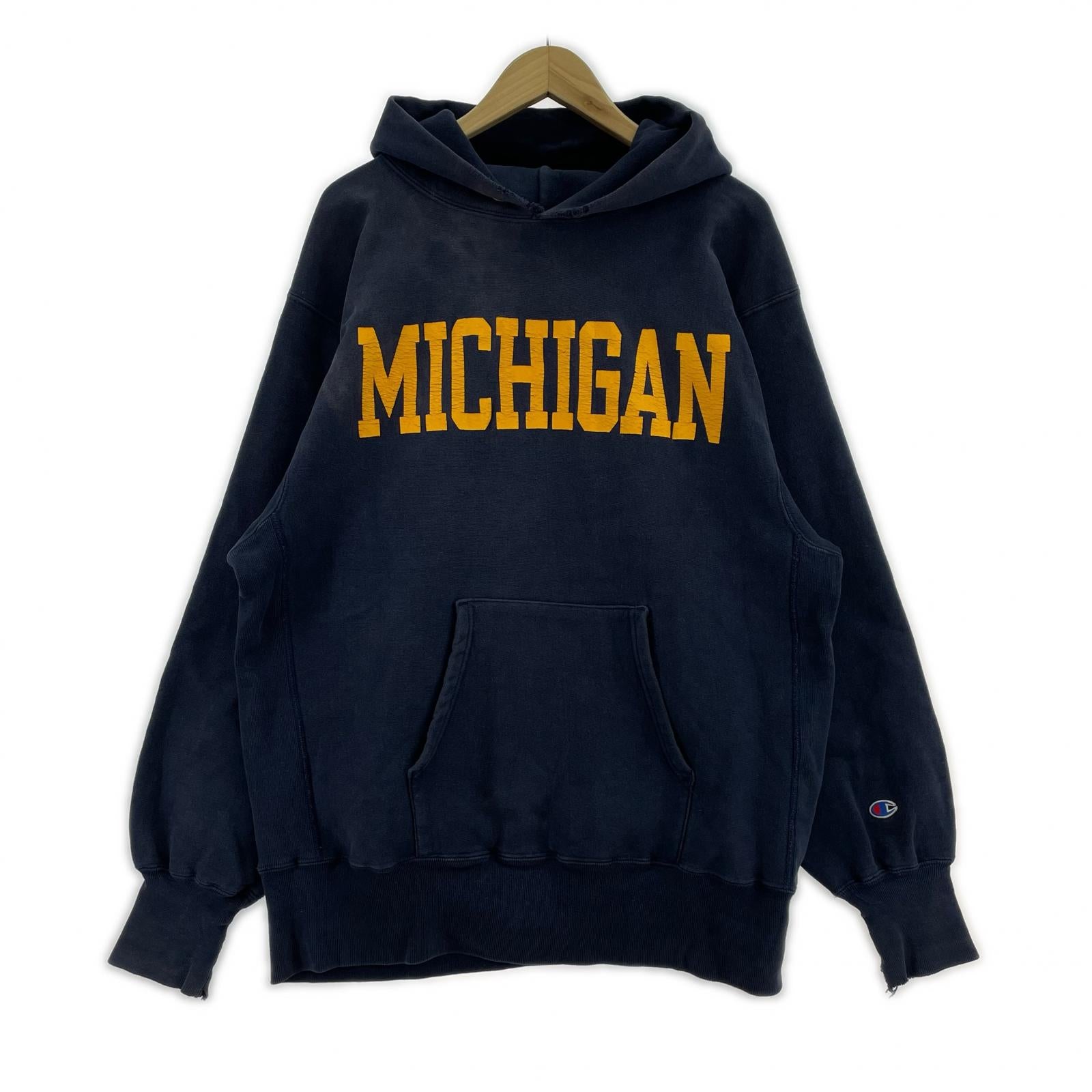 パーカー 90s MICHIGAN リバースウィーブ (XL) ネイビー