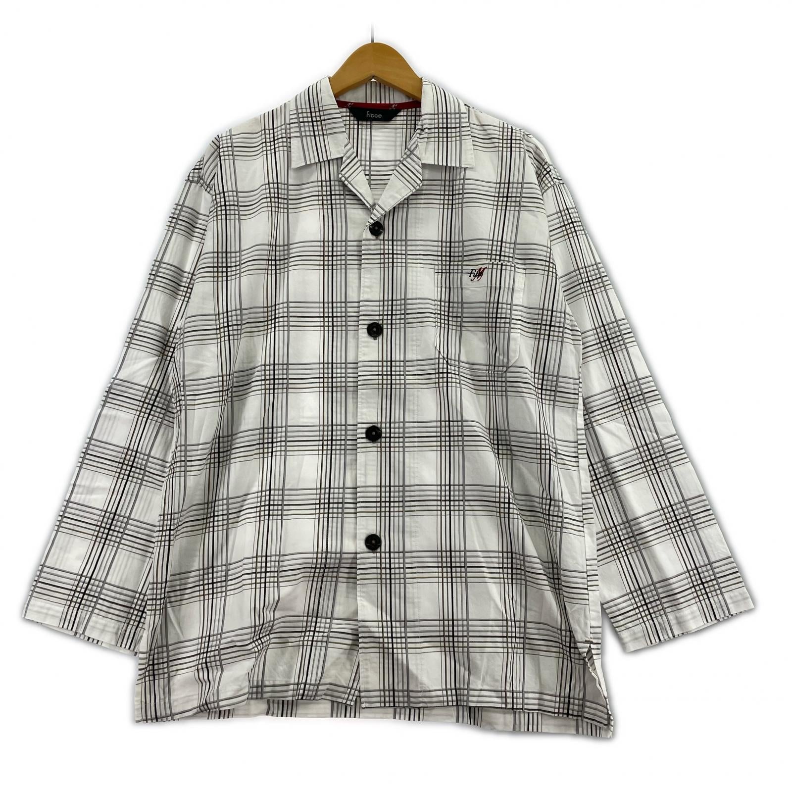 長袖シャツ FICCE L/Sチェックシャツ M M ホワイト