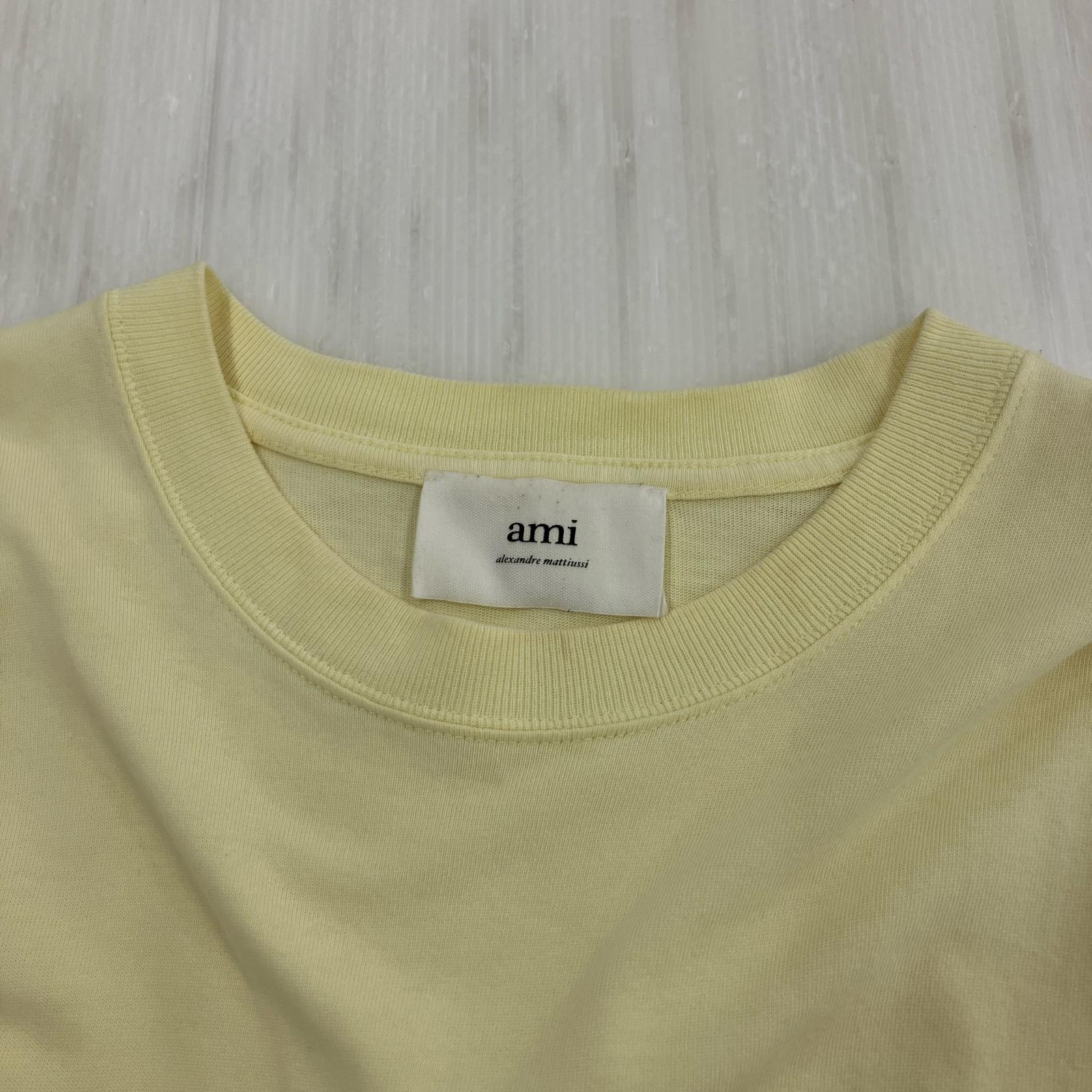 半袖Ｔシャツ AMI Alexandre Mattiussi ハートロゴ刺繍Tee YLW イエロー