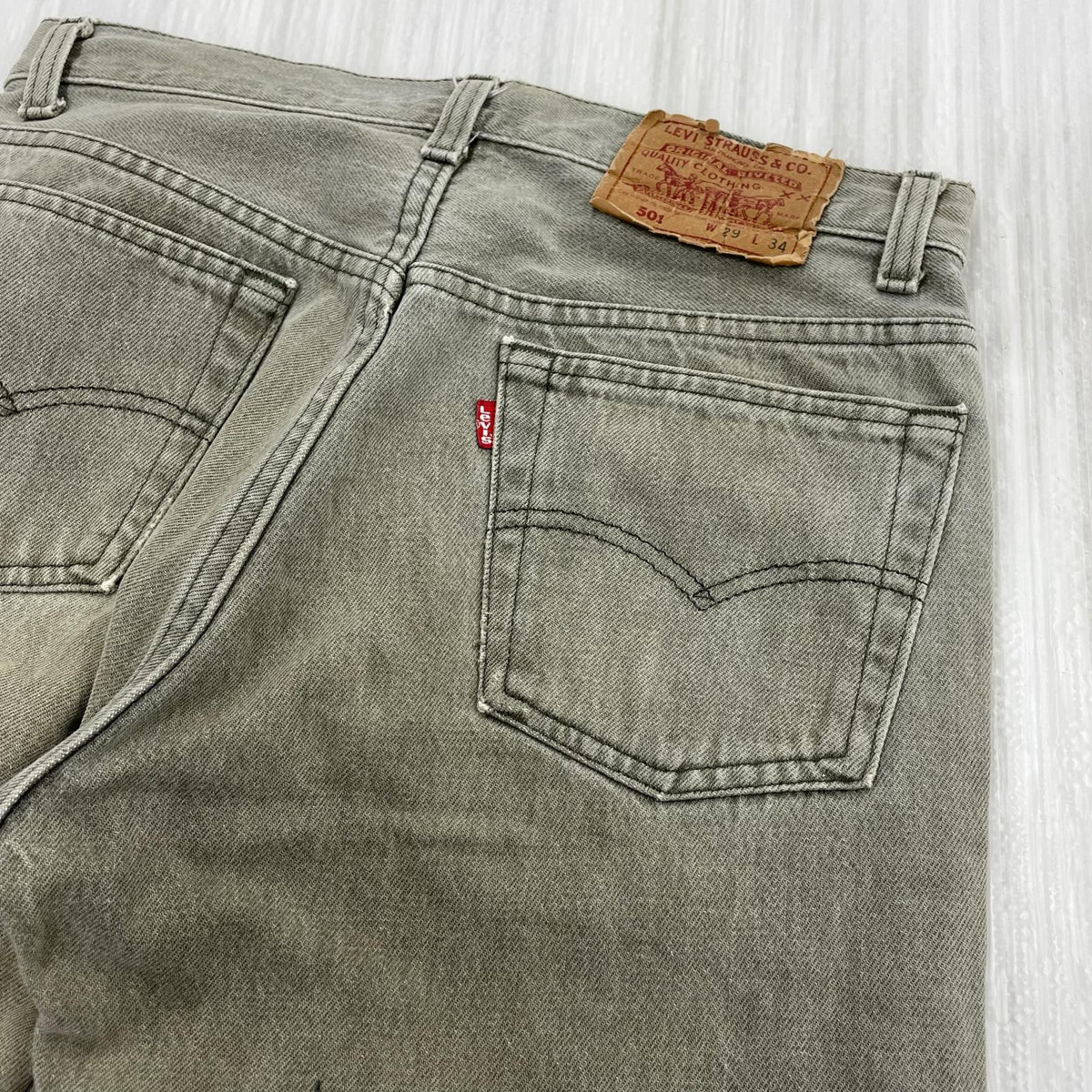 デニムパンツ 90s 501 先染めグリーン W29 L34 29 グリーン