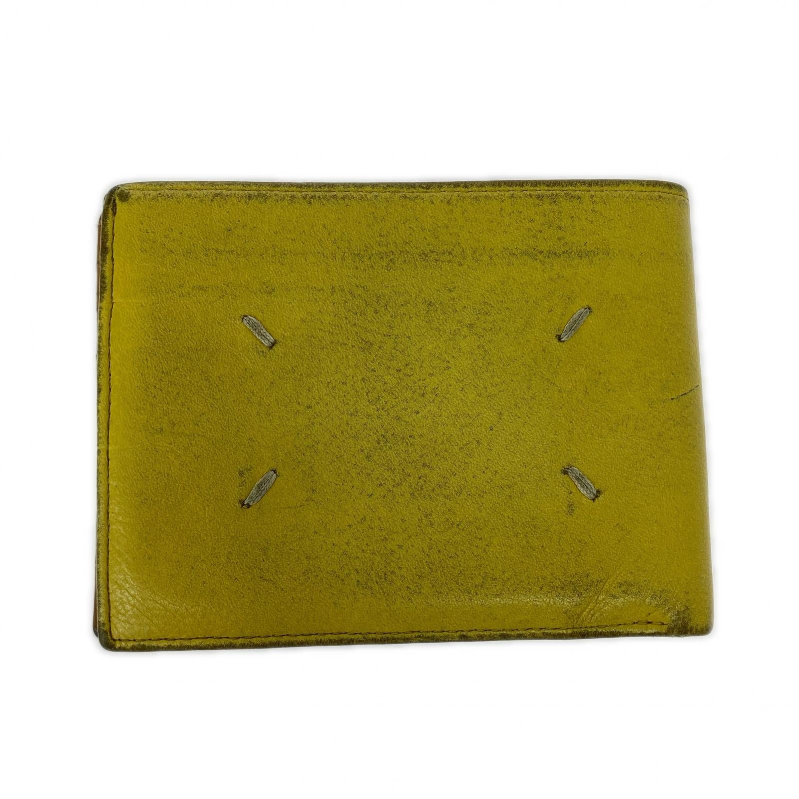 コンパクトウォレット 4stitch bi-fold leather wallet yellow イエロー
